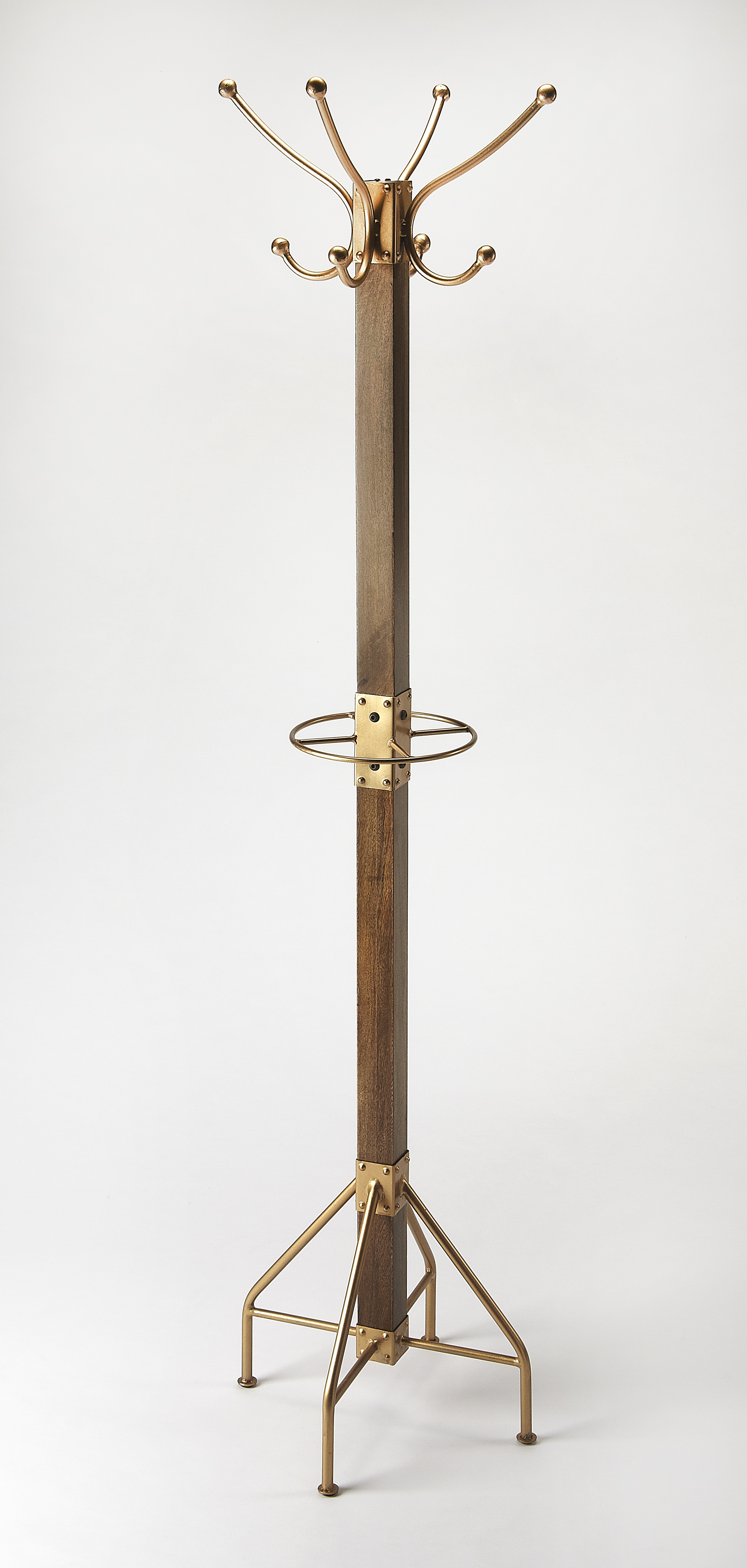 Butler Specialty Logan Square Medium Brown Gold Coat Rack