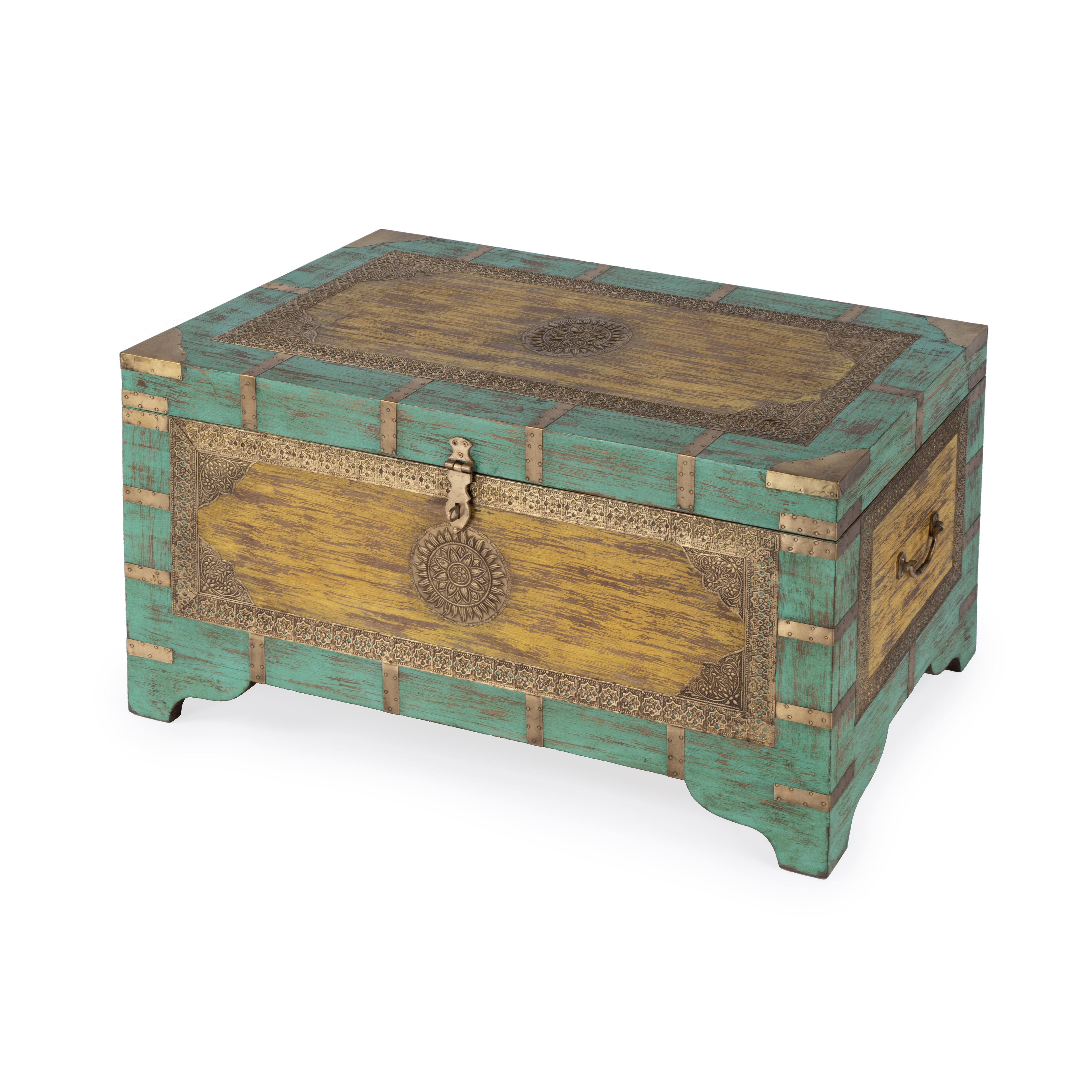 Butler Specialty Artifacts Nador Blue Yellow Storage Trunk Coffee Table