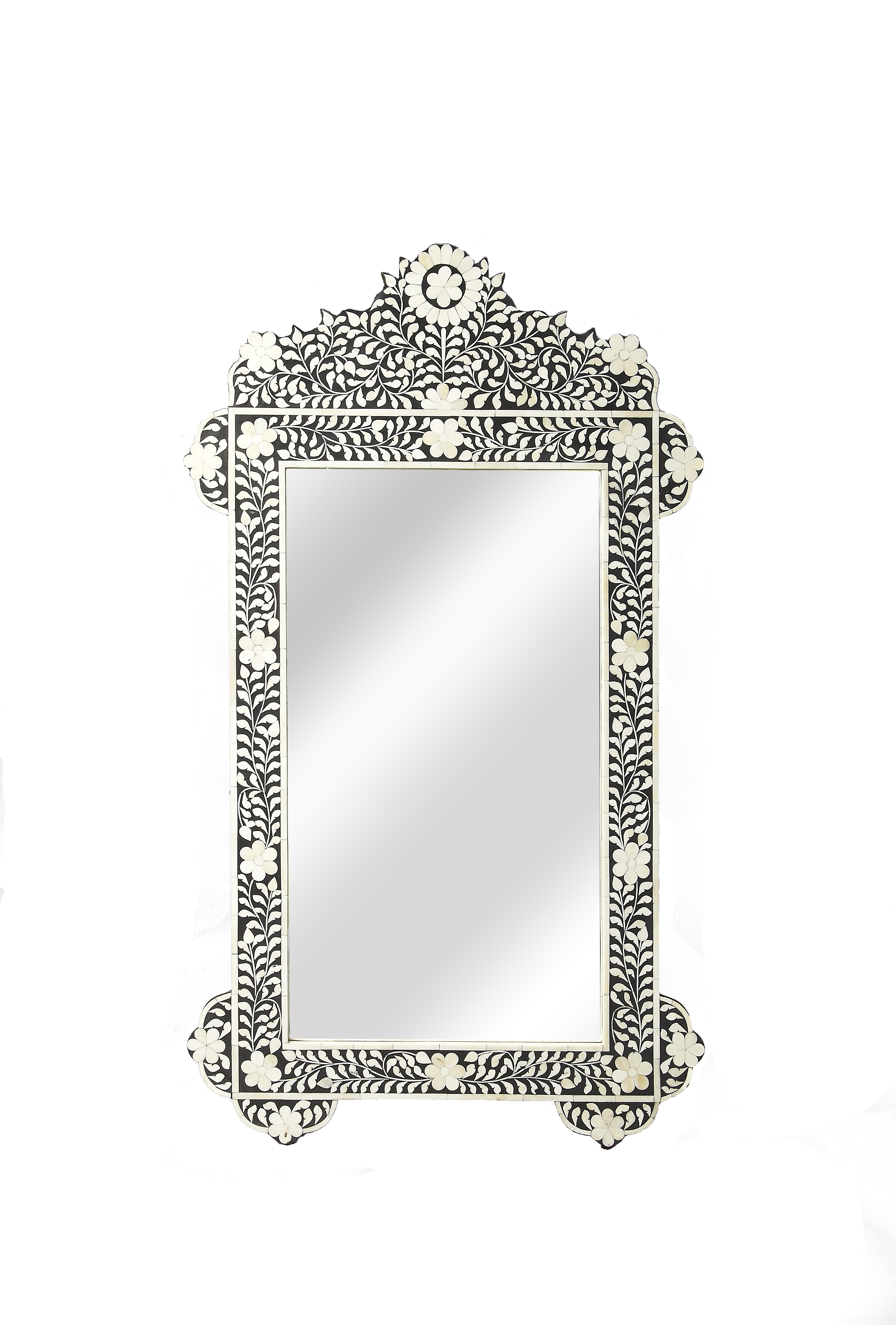 Butler Specialty Vivienne Crown Black White Bone Inlay Wall Mirror