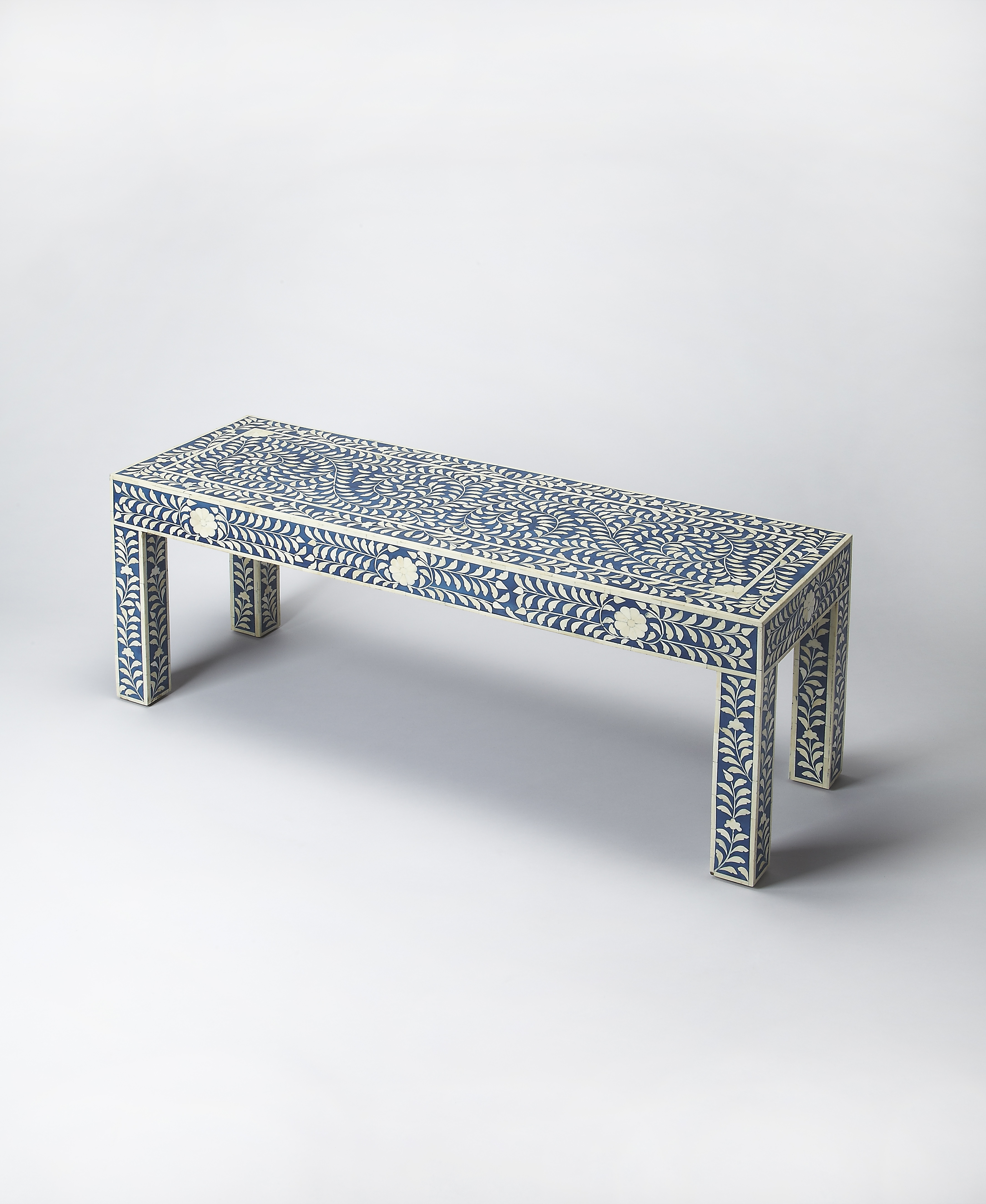 Butler Specialty Vivienne Blue Bone Inlay 47.5 Inch Bench
