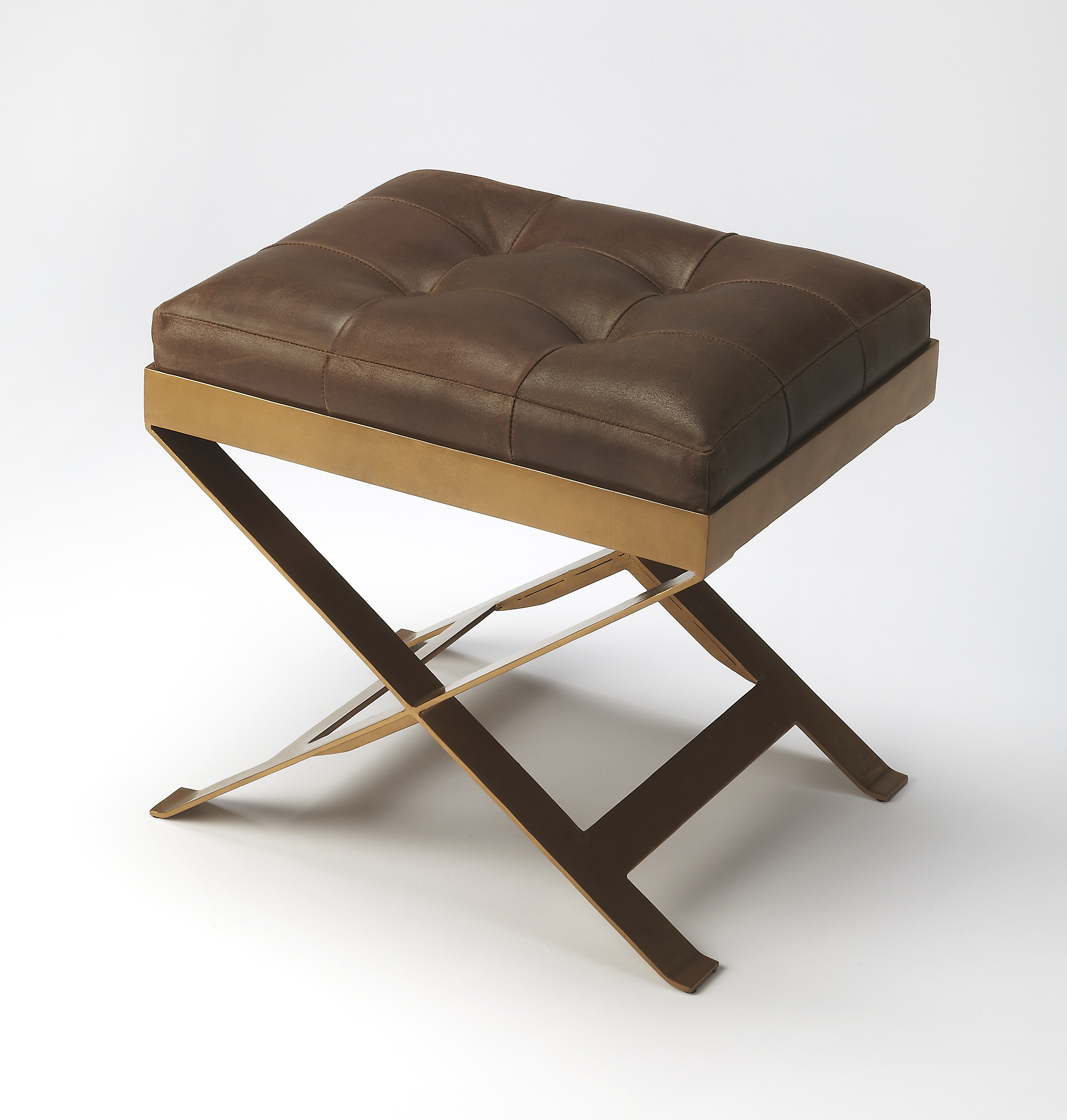 Butler Specialty Rodrigo Medium Brown Leather Stool