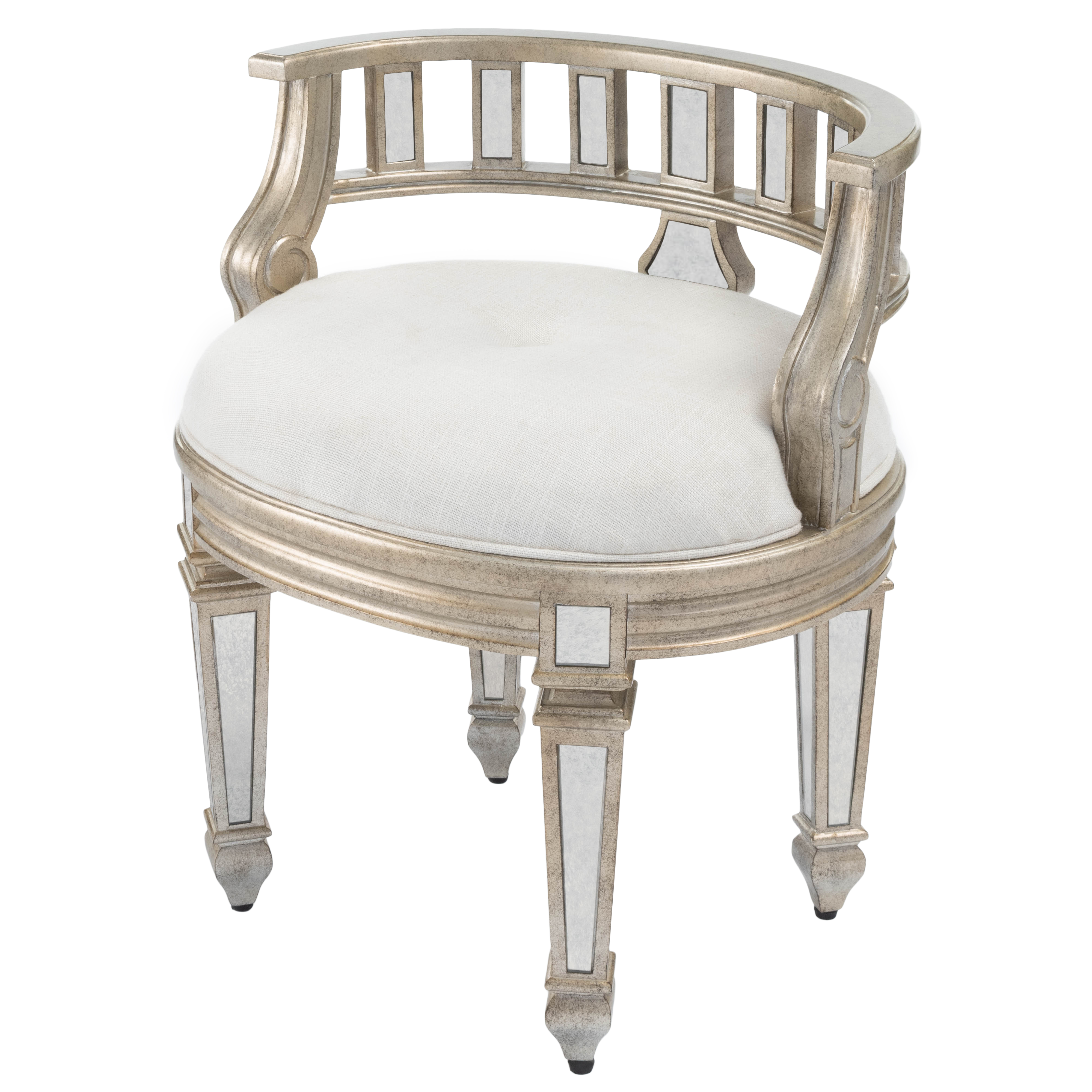 Butler Specialty Rebecca Silver Upholstered Vanity Stool