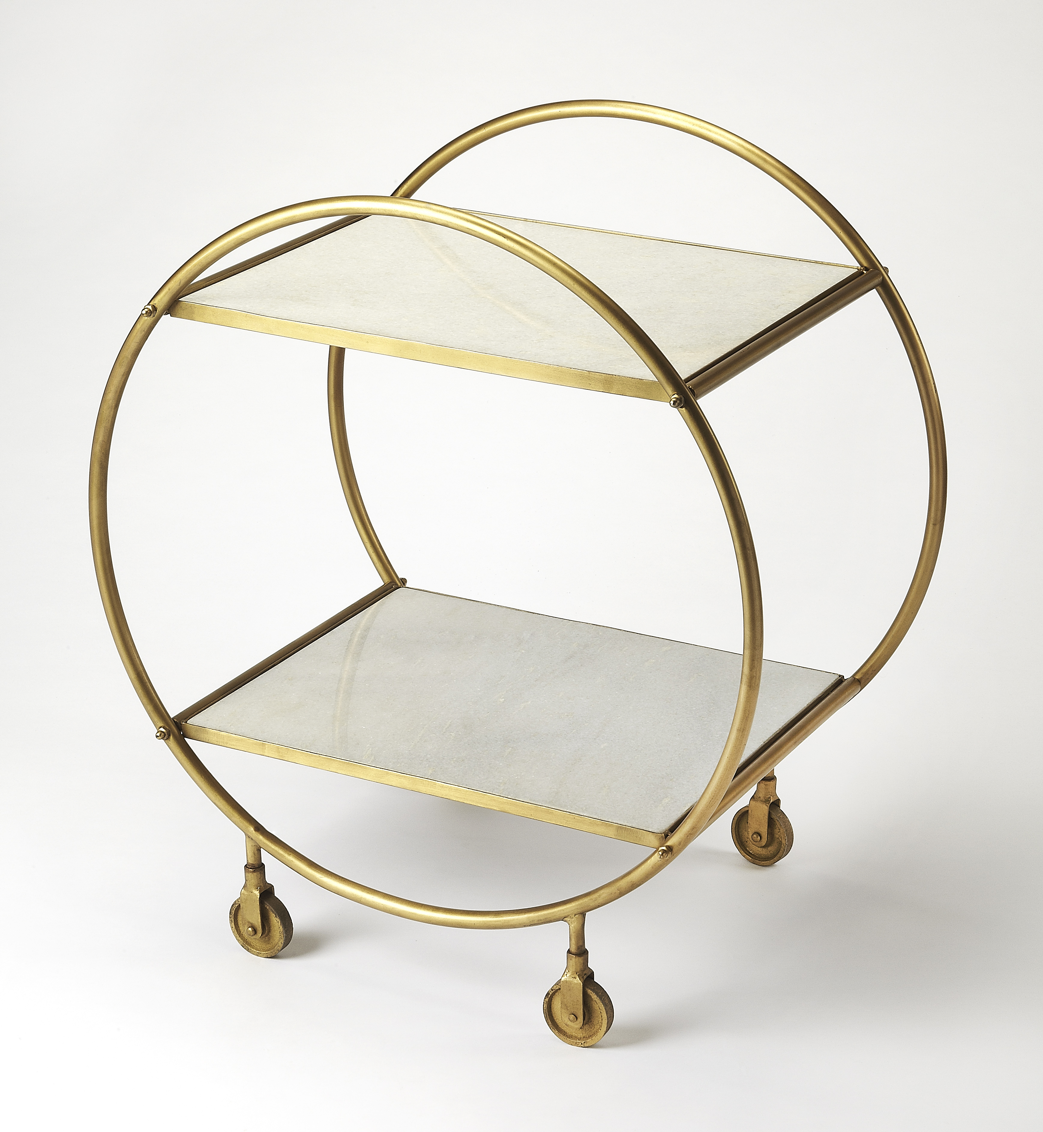 Butler Specialty Orian White Marble And Metal Bar Cart
