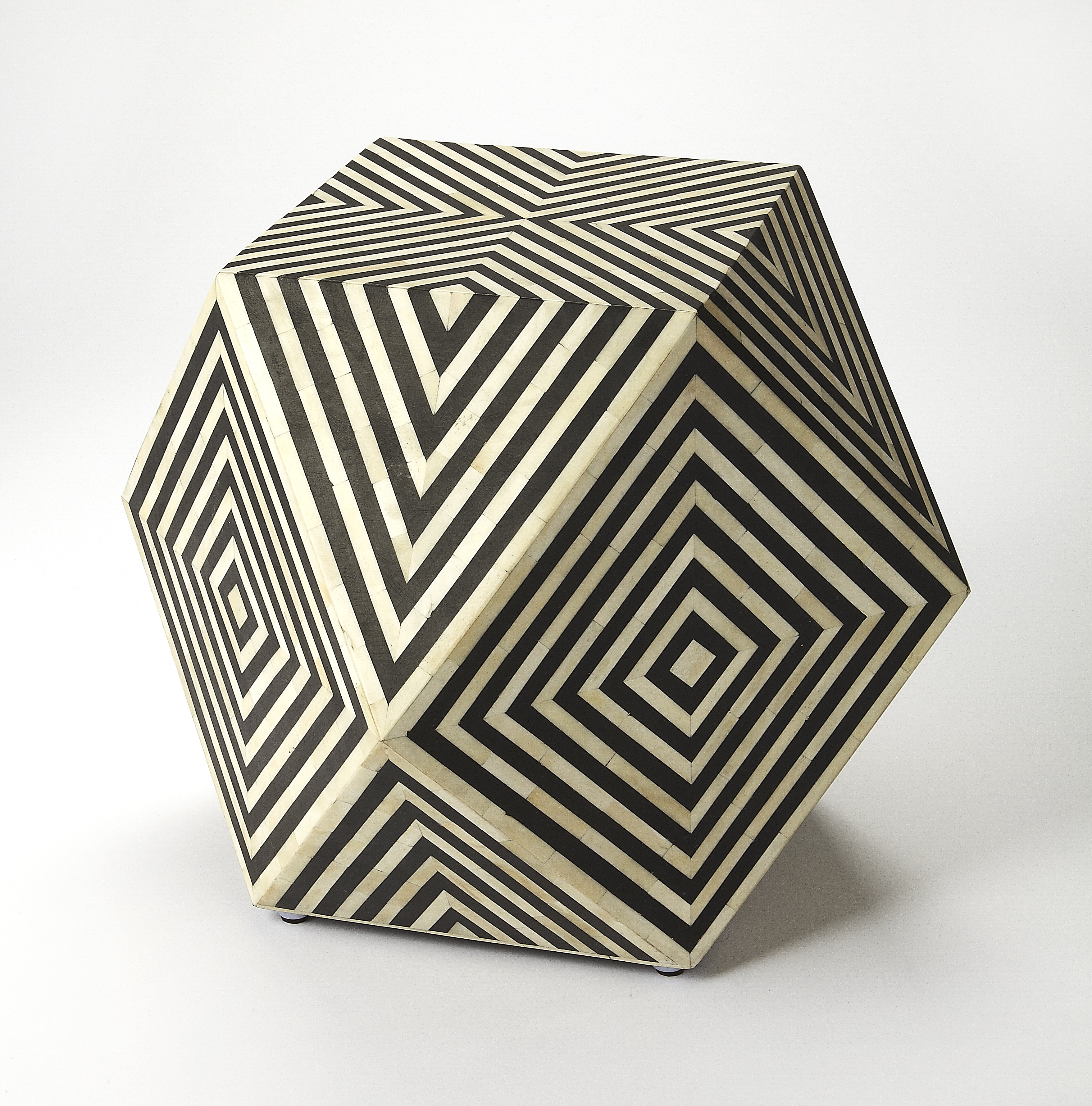 Butler Specialty Zanzibar Black White Bone Inlay Side Table