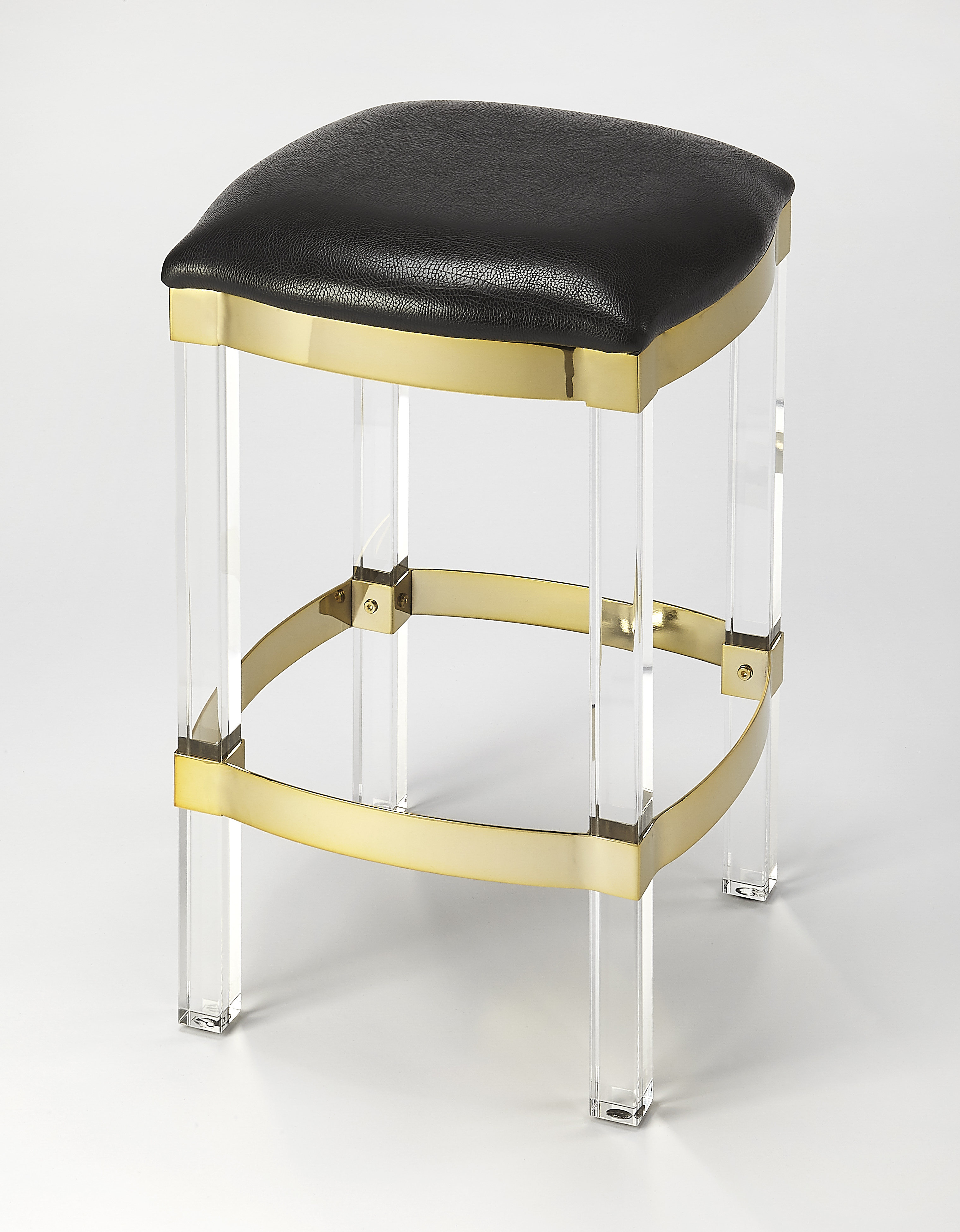 Butler Specialty Jordan Black Acrylic And Leather 24 Inch Counter Height St...