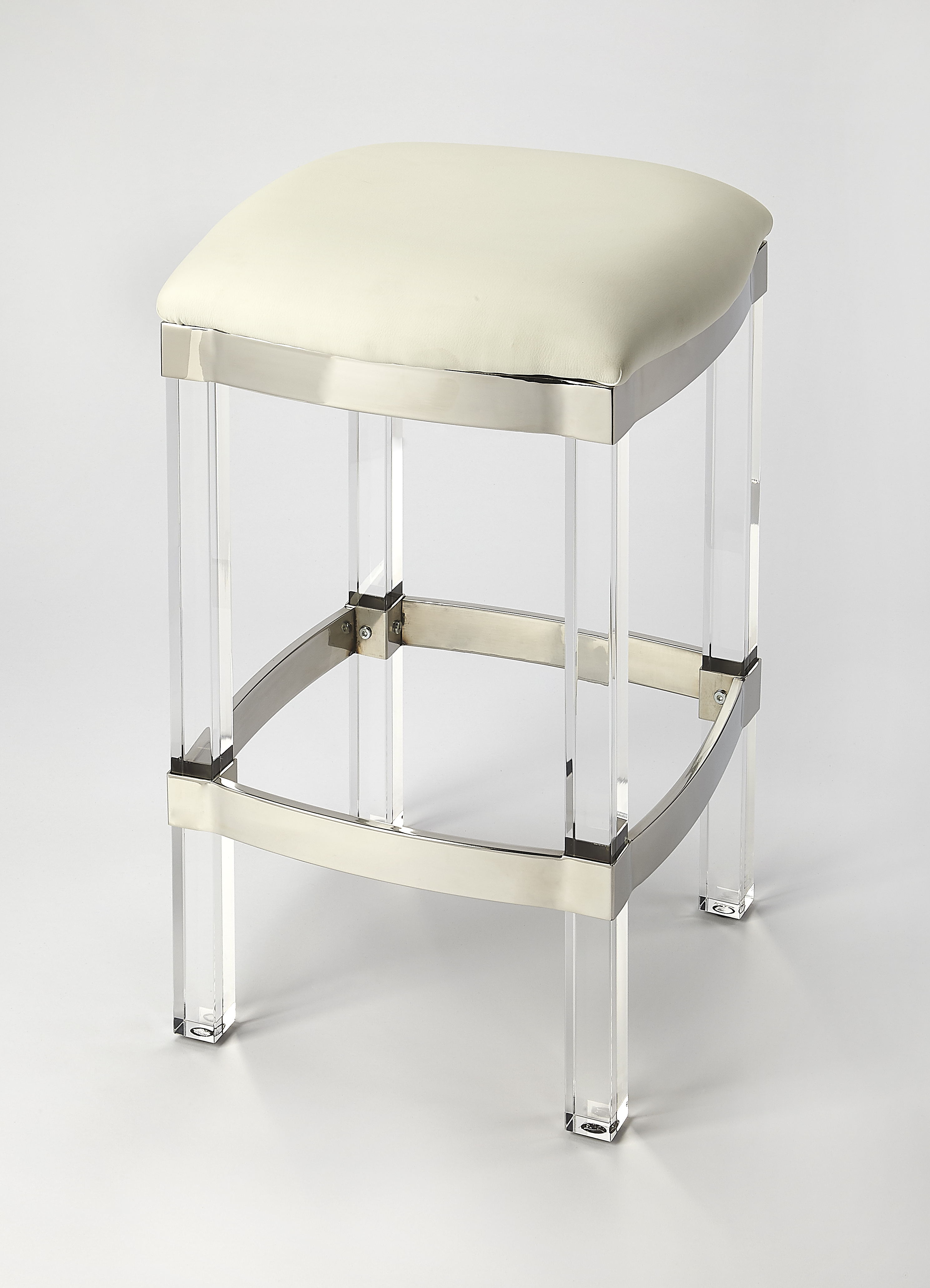 Butler Specialty Jordan White Acrylic And Leather 24 Inch Counter Height St...