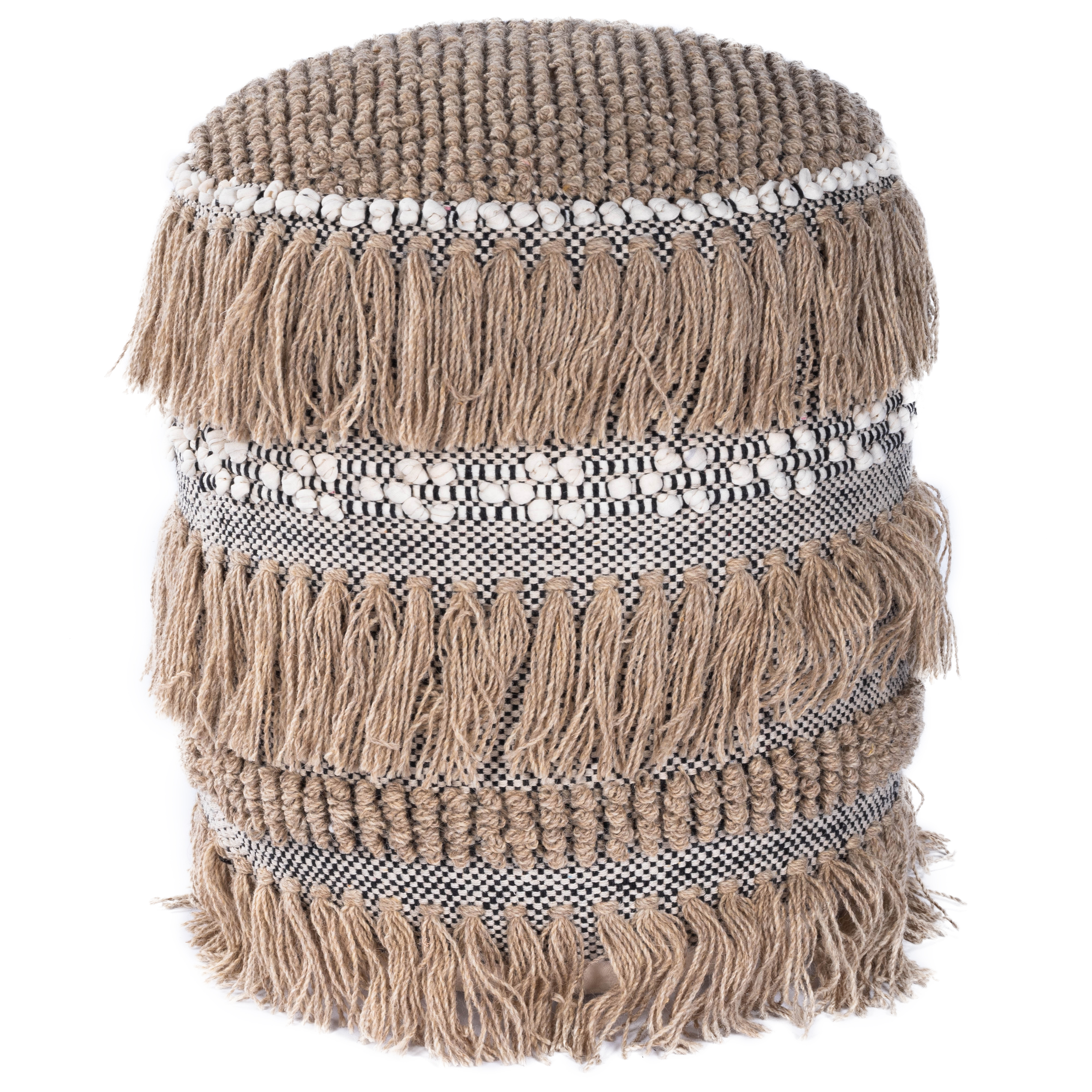 Butler Specialty Zoey Beige Gray Round Pouffe