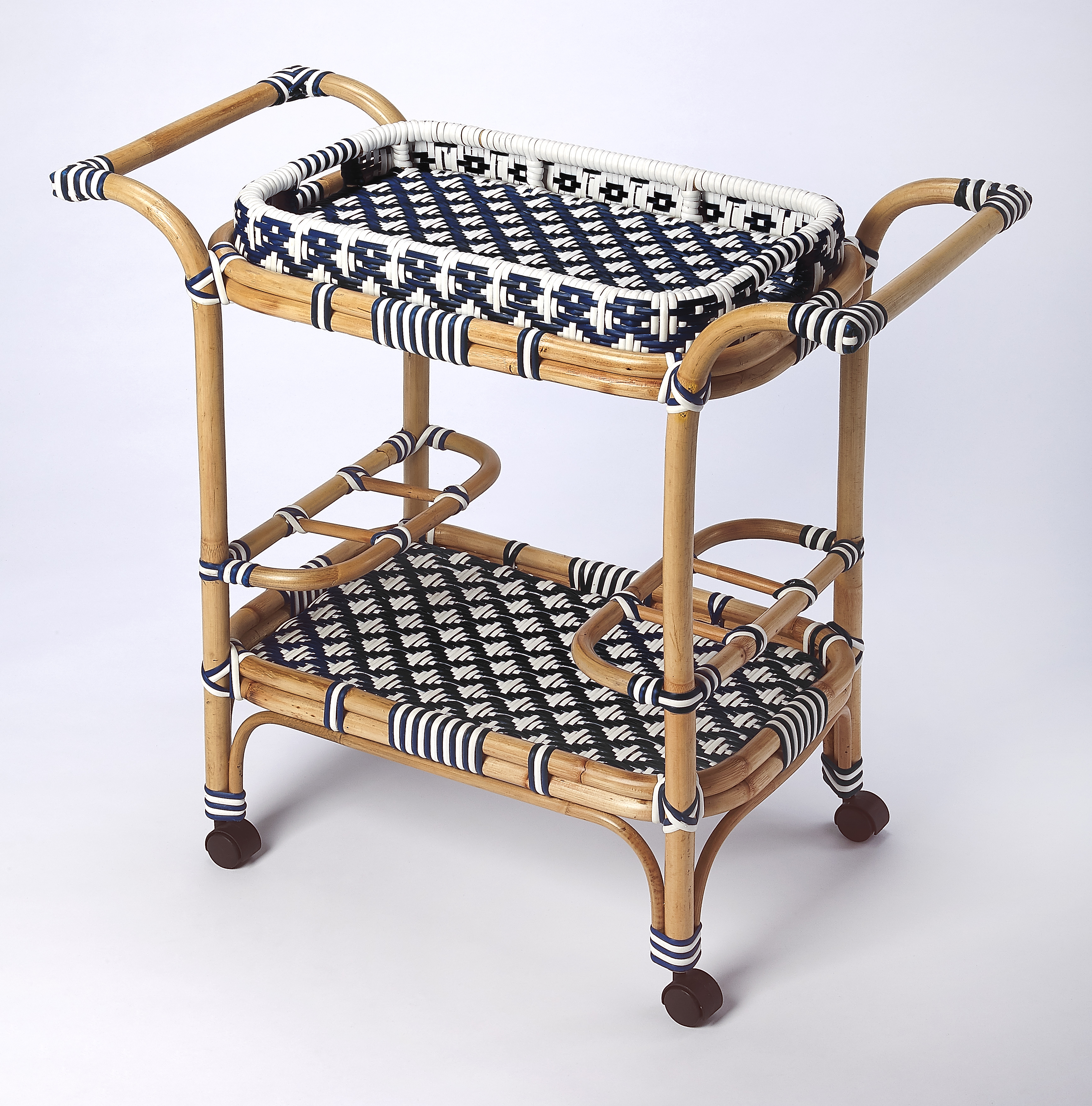 Butler Specialty Selena Blue Rattan Bar Cart