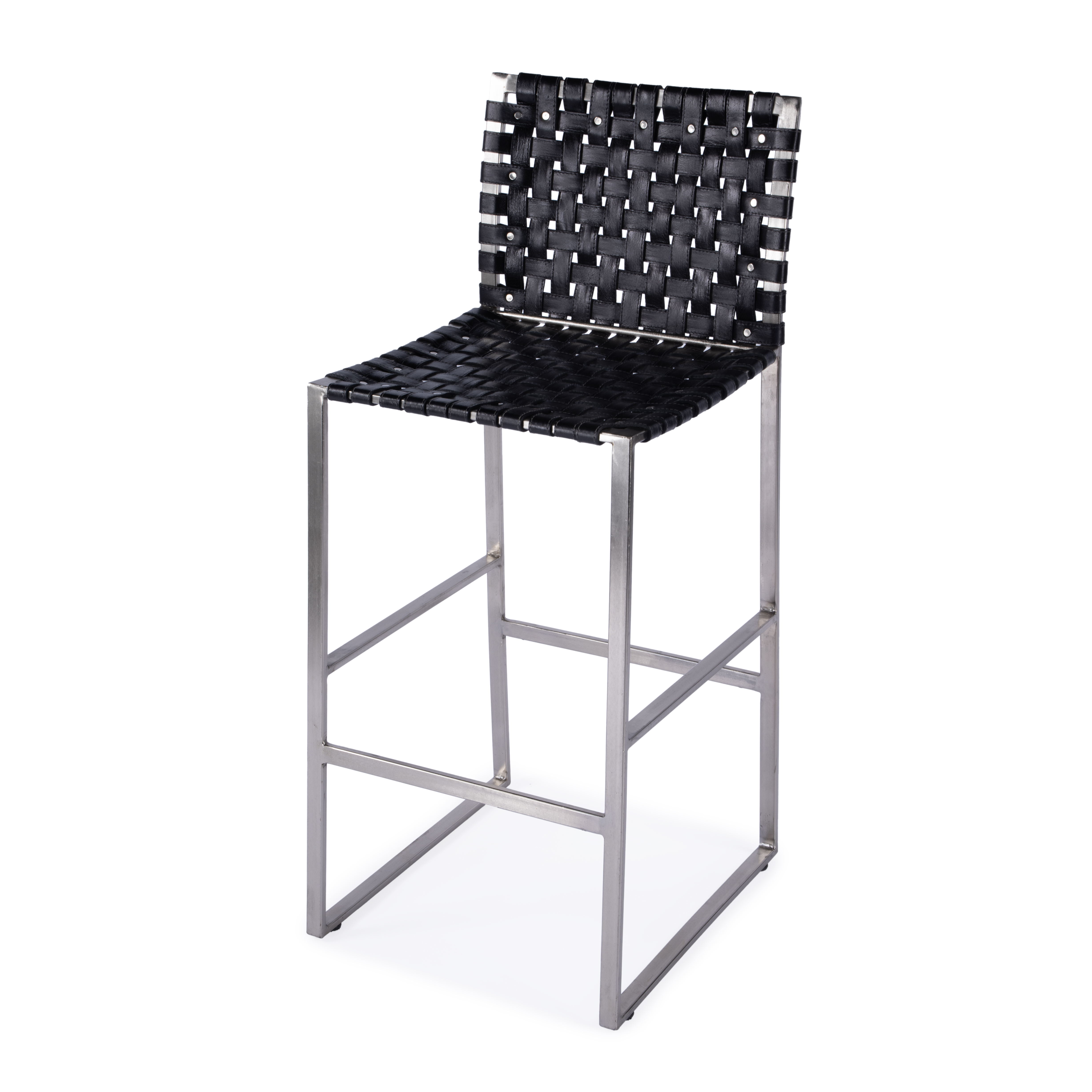 Butler Specialty Urban Black Woven Leather Barstool
