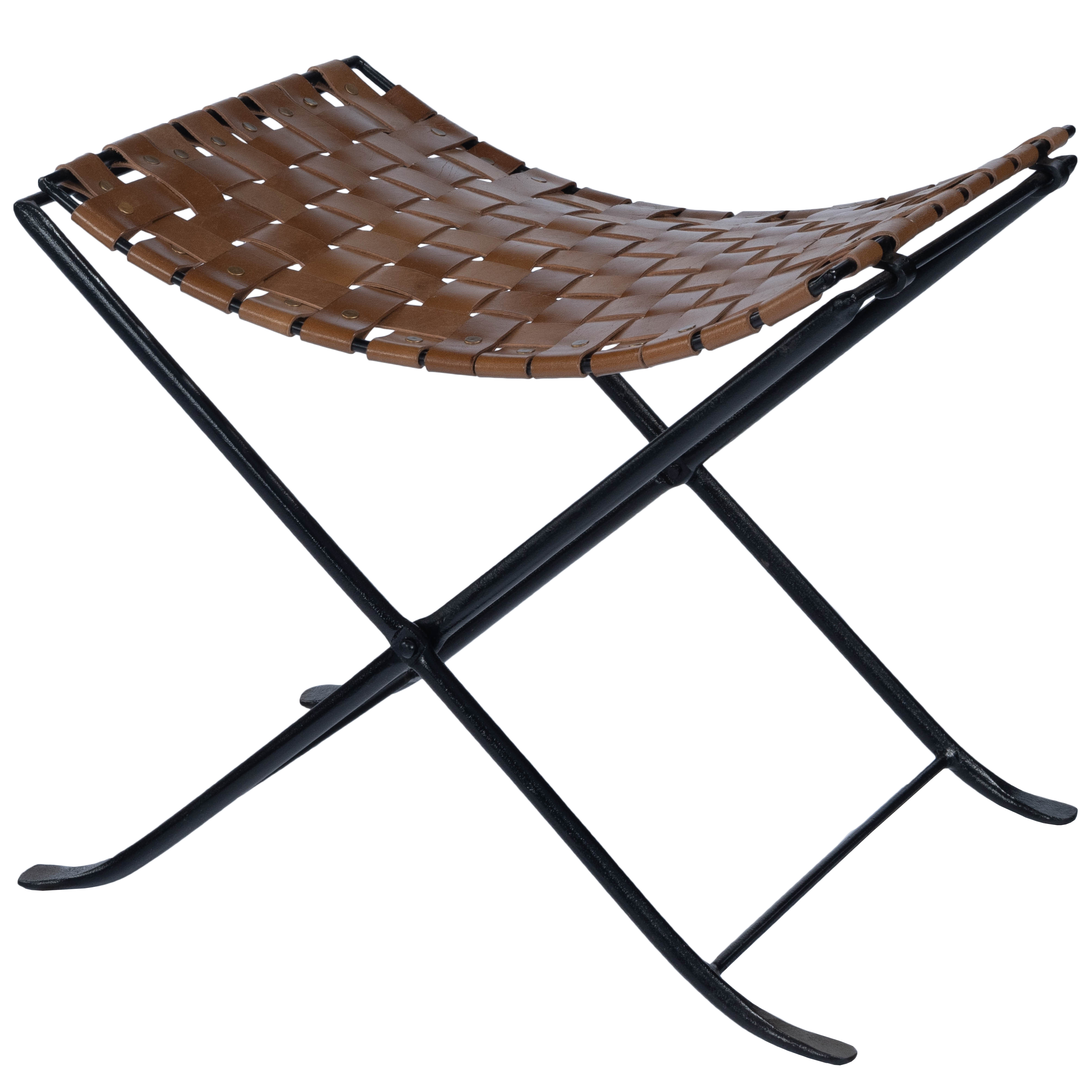 Butler Specialty Karma Medium Brown Woven Leather Stool