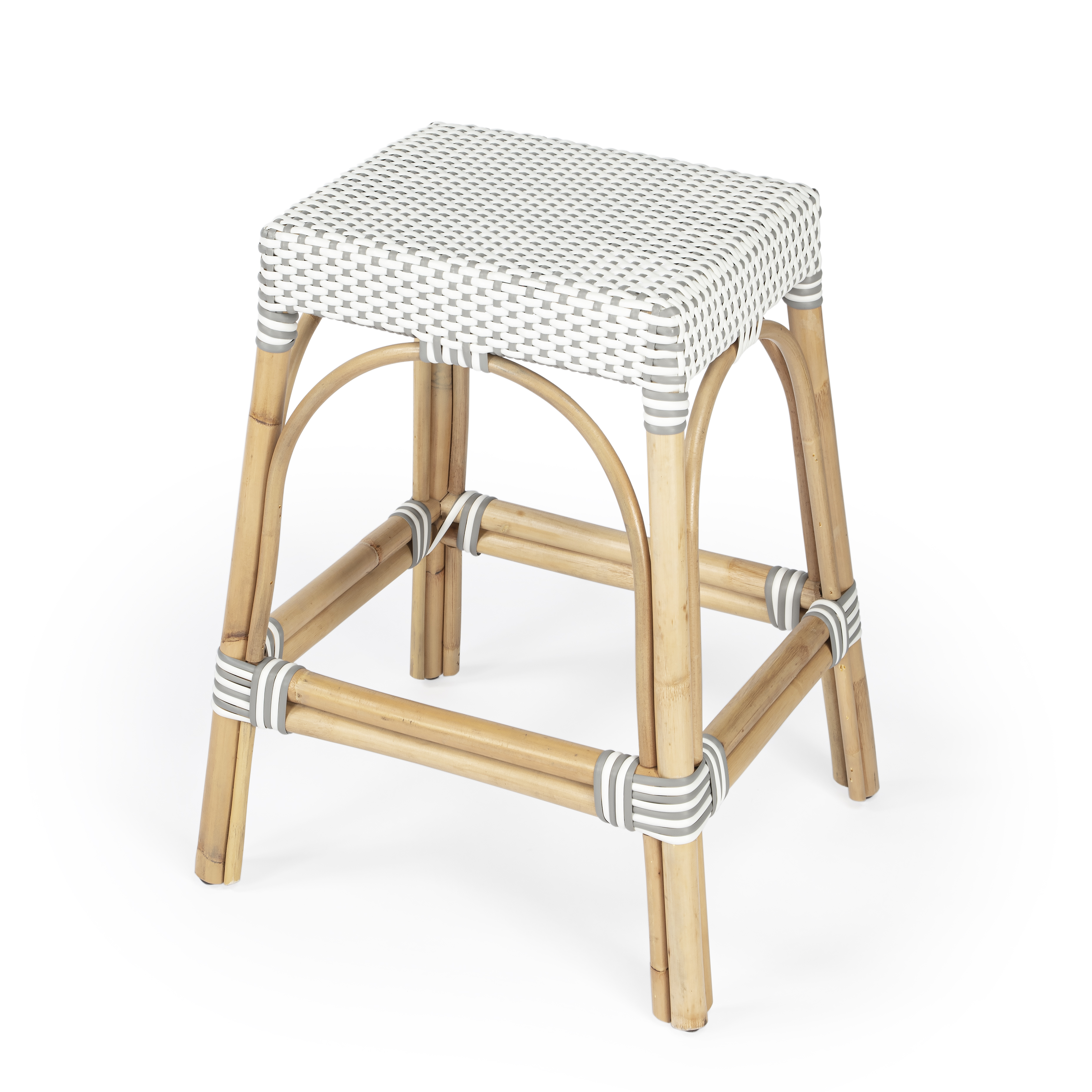 Butler Specialty Robias White Gray Rattan 24.5 Inch Counter Height Stool