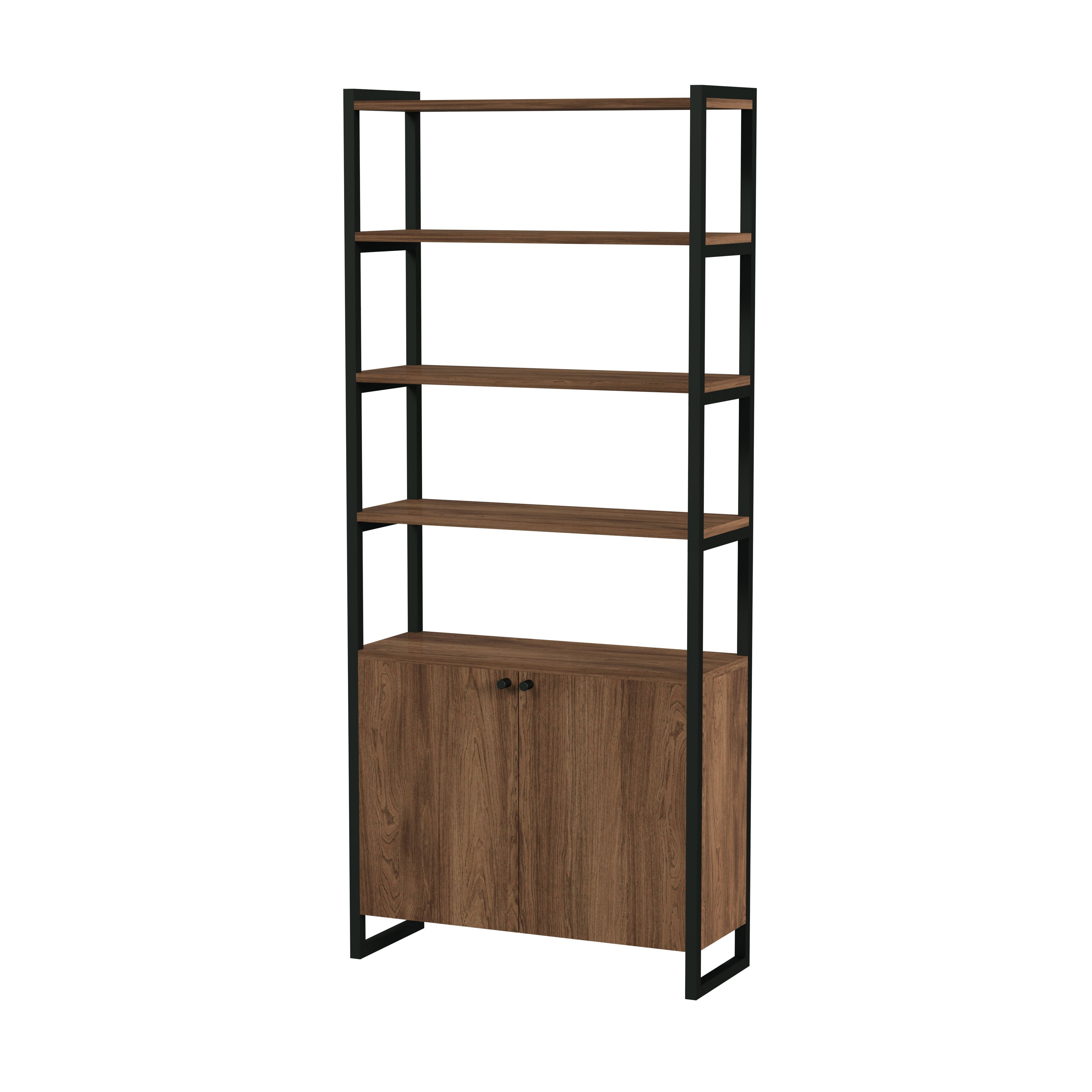 Butler Specialty Drake Medium Brown 73 Inch Two Door Walnut Bookcase