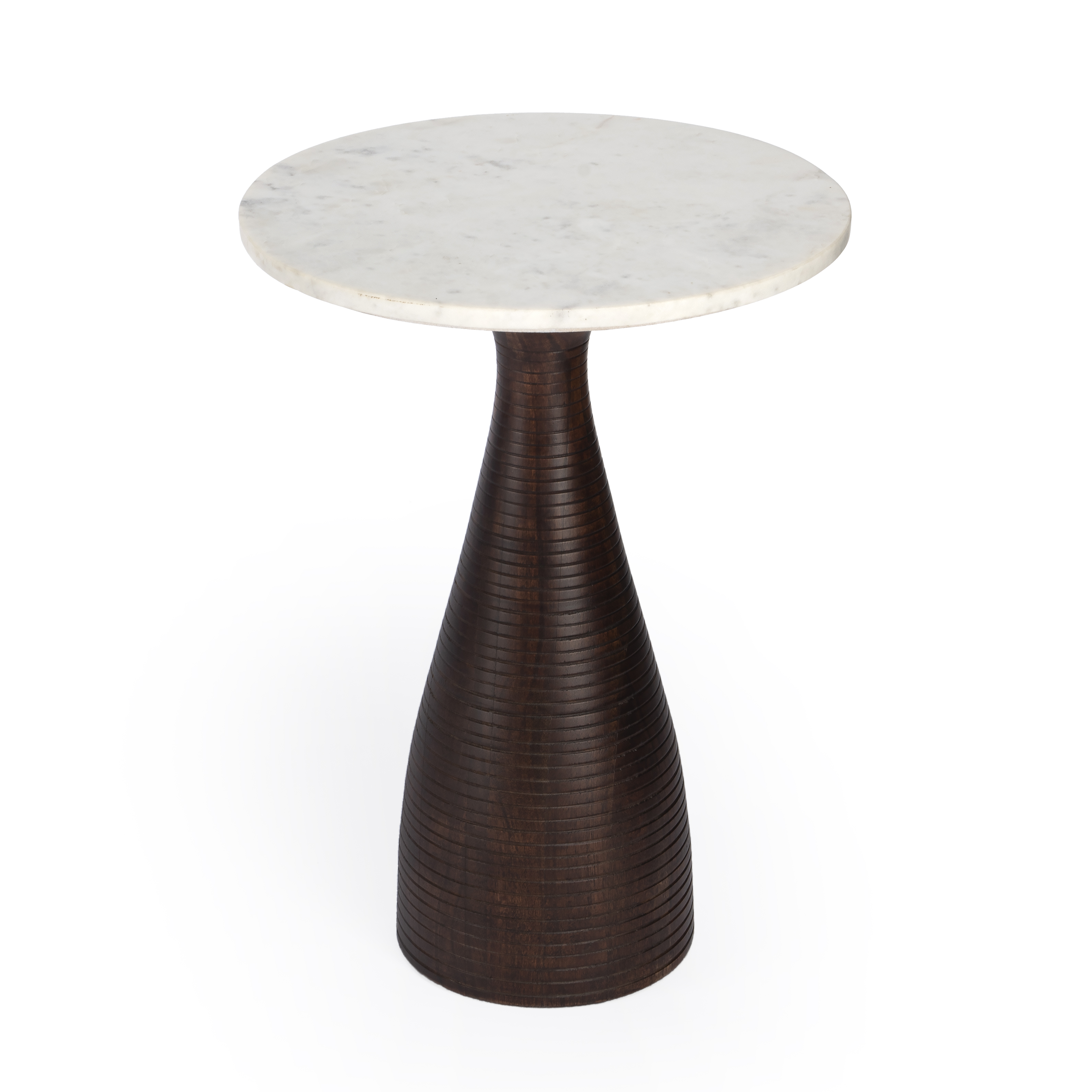 Butler Specialty Julia Dark Brown White Marble Pedestal End Table