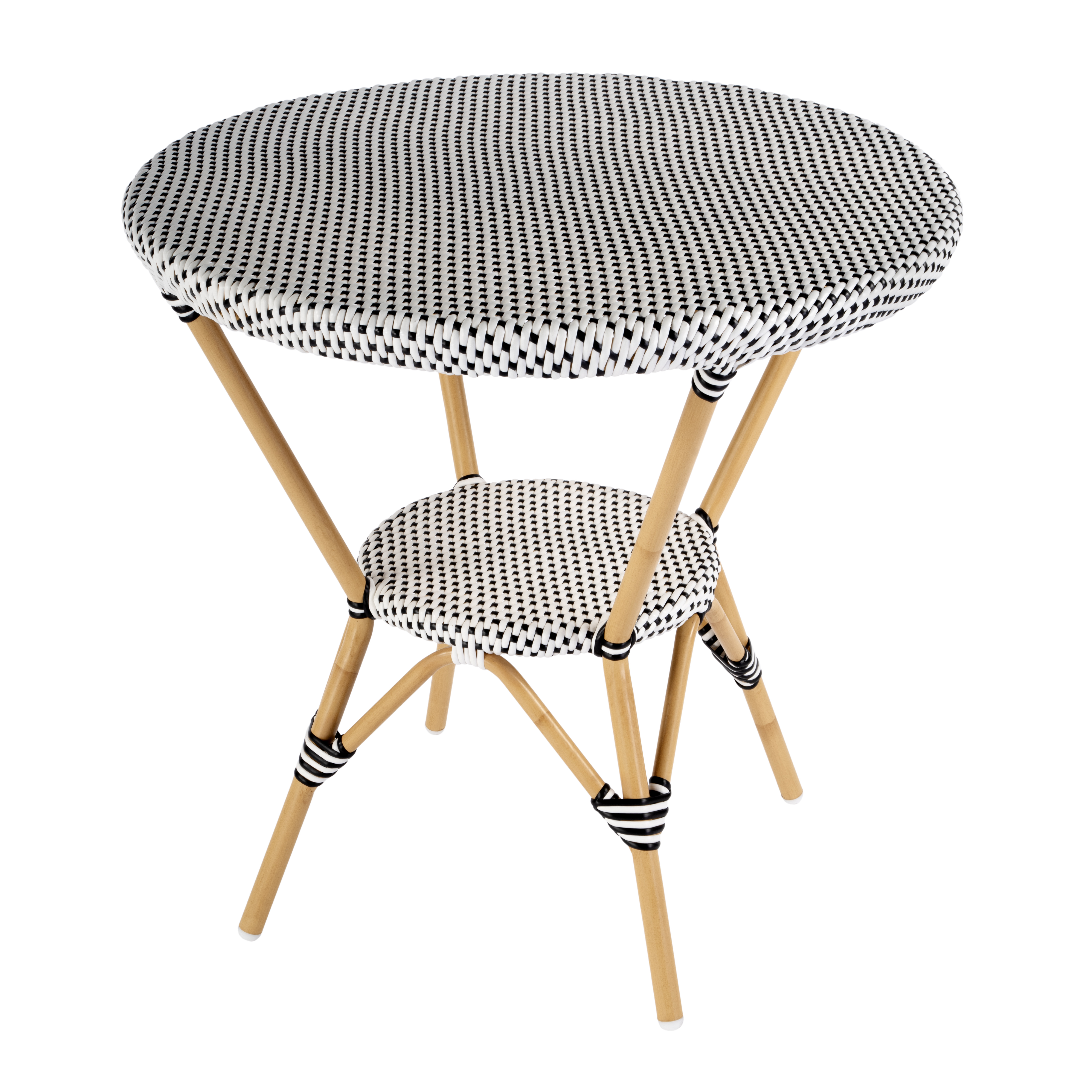 Butler Specialty Company Tobias Outdoor Rattan Round Bistro Table, Black and White