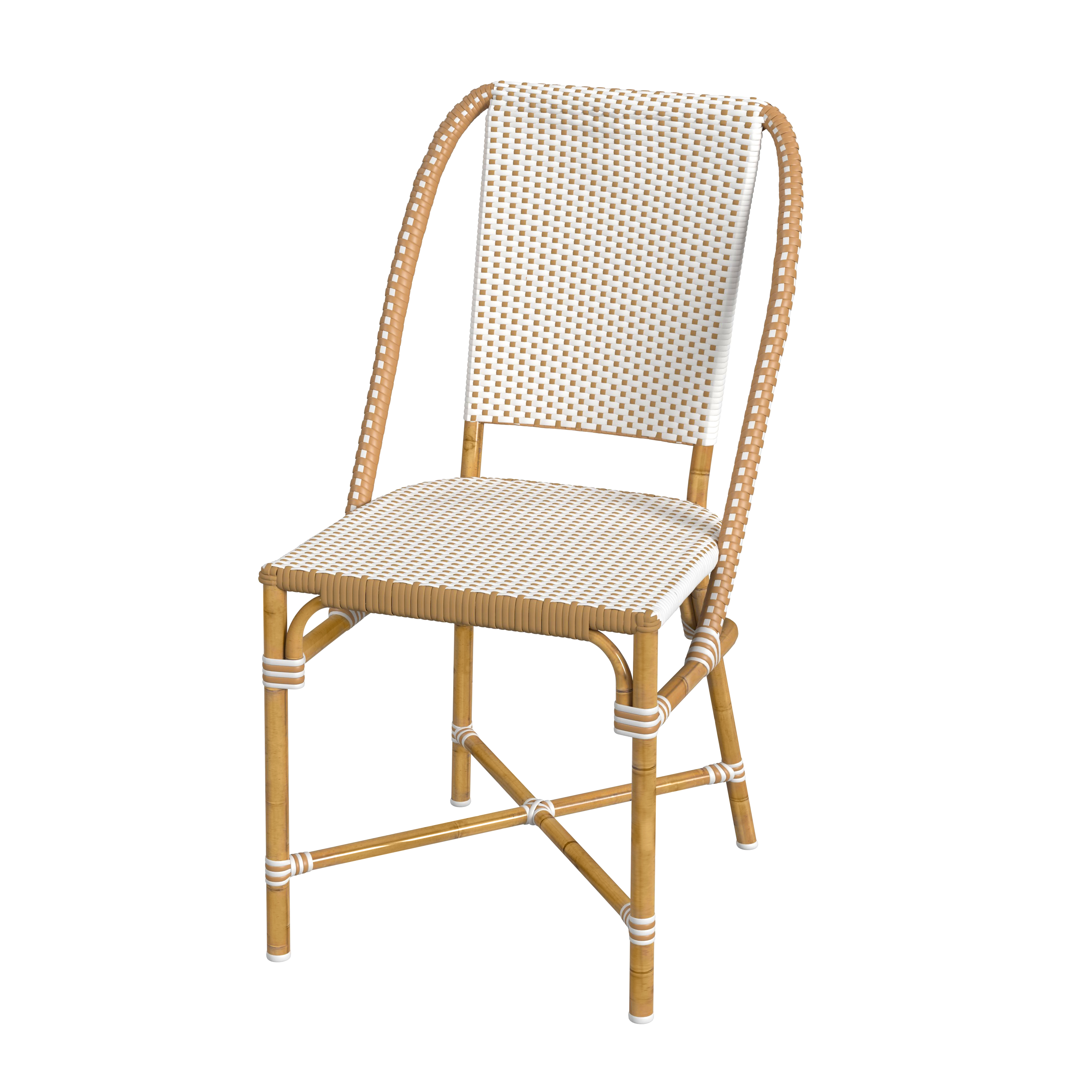 Butler Specialty Tobias Beige White Outdoor Rattan Bistro Dining Chair