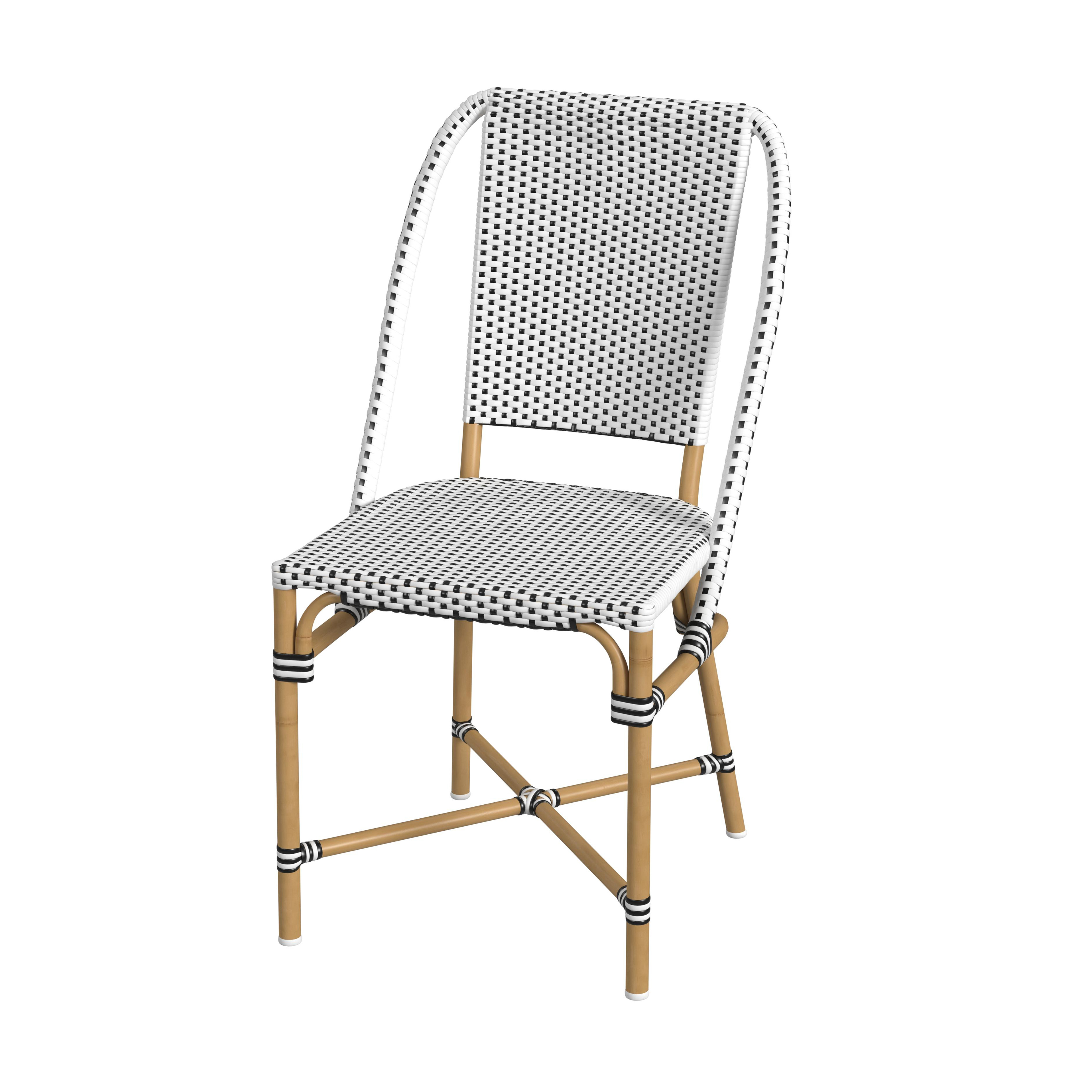 Butler Specialty Company Tobias Outdoor Rattan  Dining Chair, Black and White