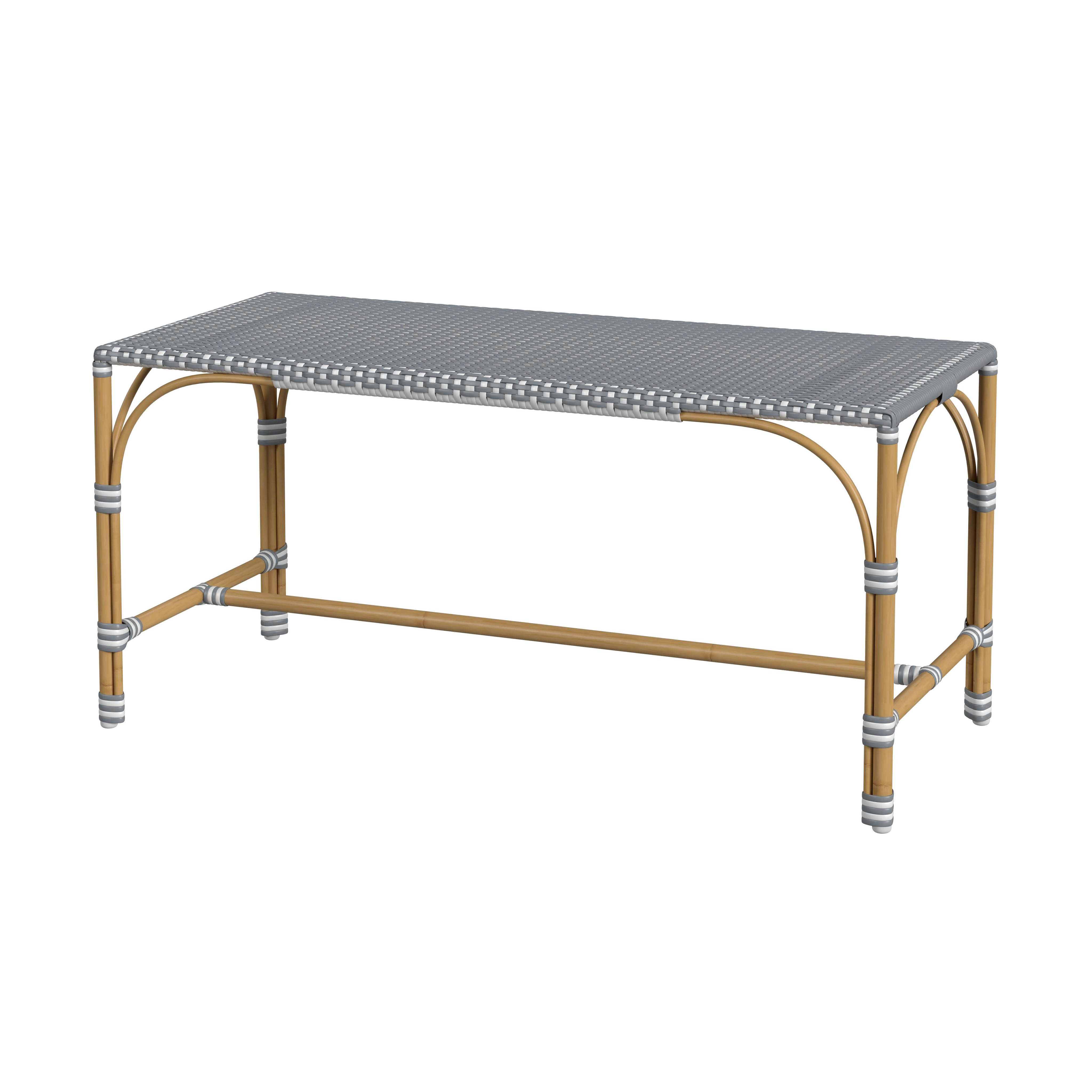 Butler Specialty Tobias Gray White Outdoor Rectangular Rattan Dining Bench