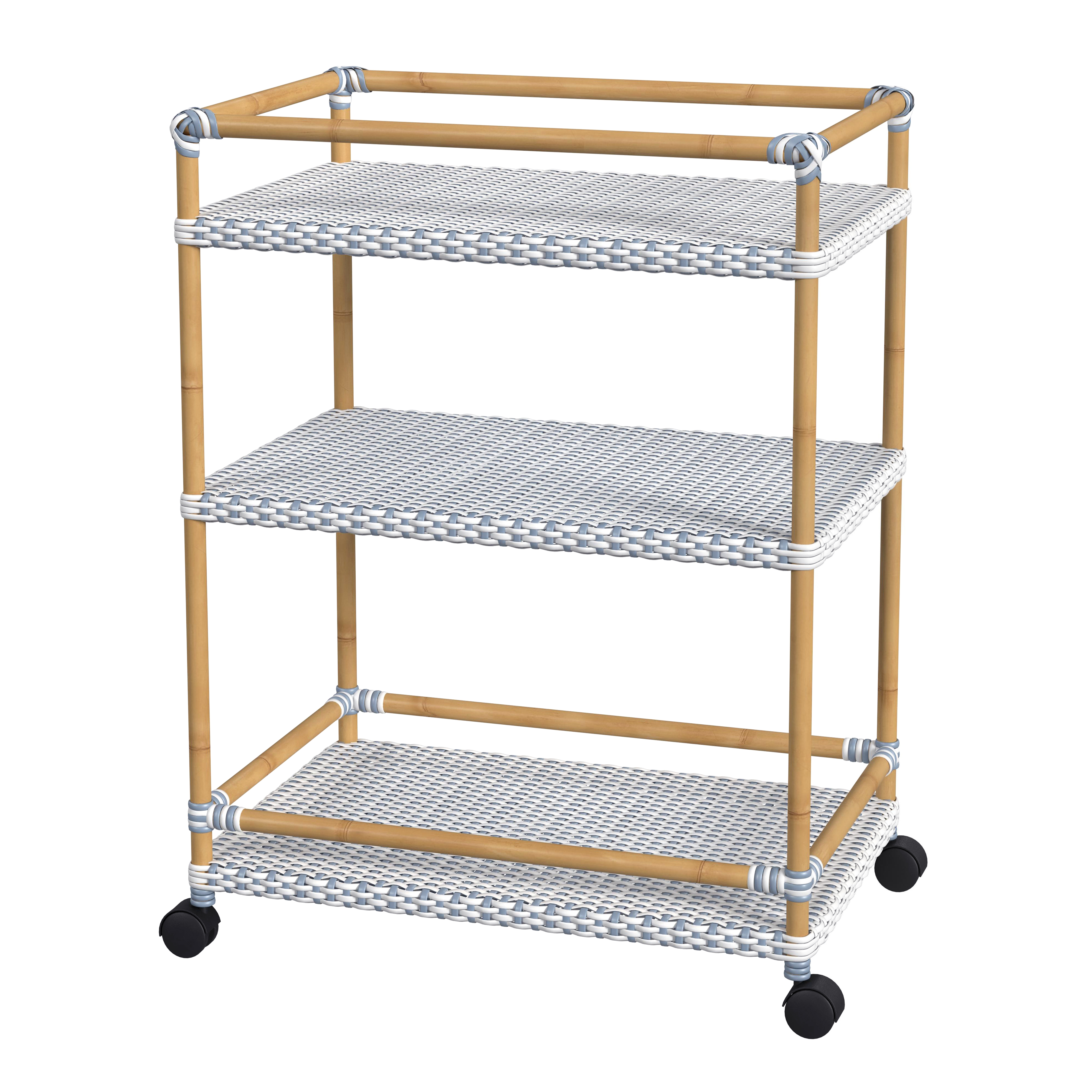 Butler Specialty Tobias Baby Blue Outdoor 3 Tier Bar Cart