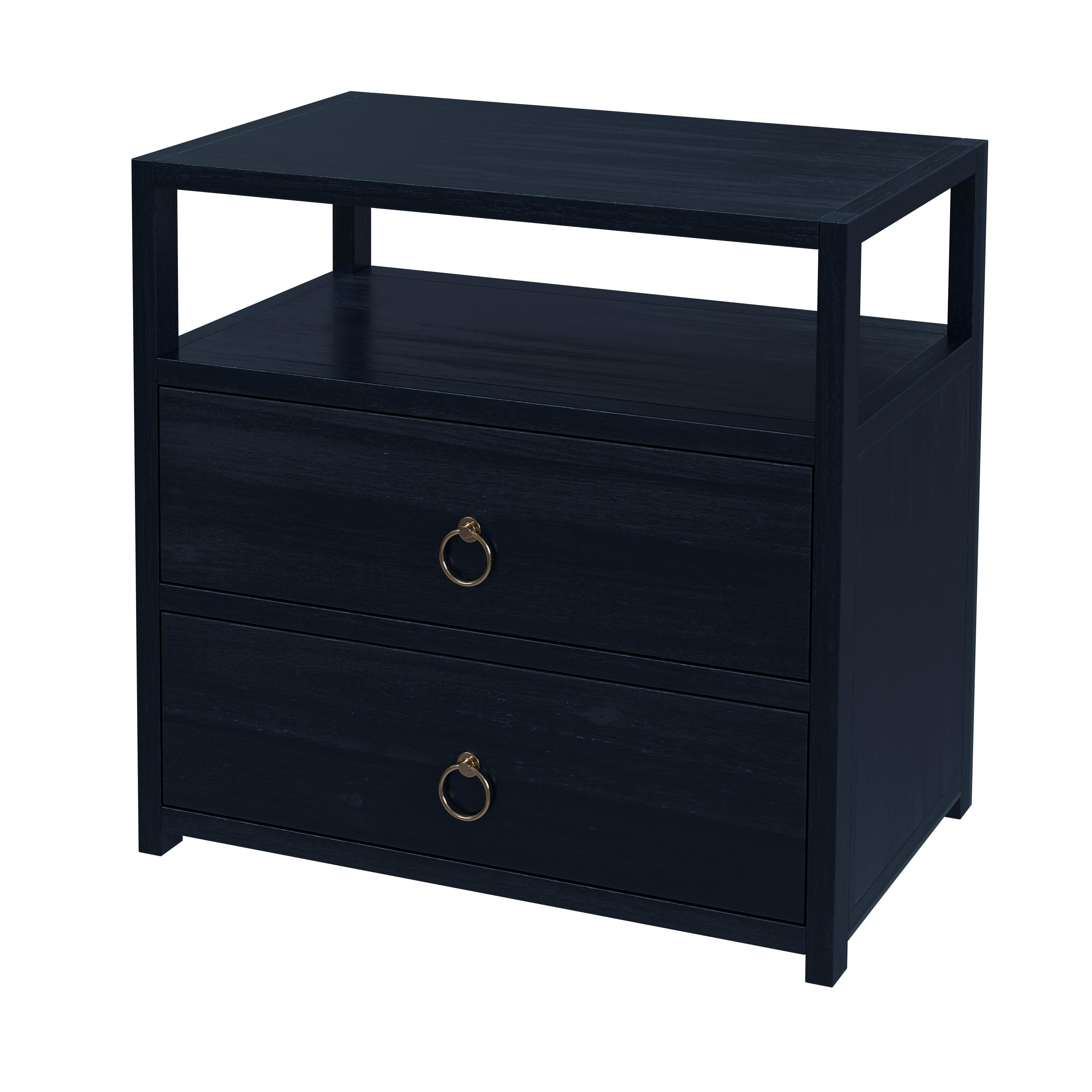 Butler Specialty Lark Navy Blue 2 Drawer Wide Nightstand