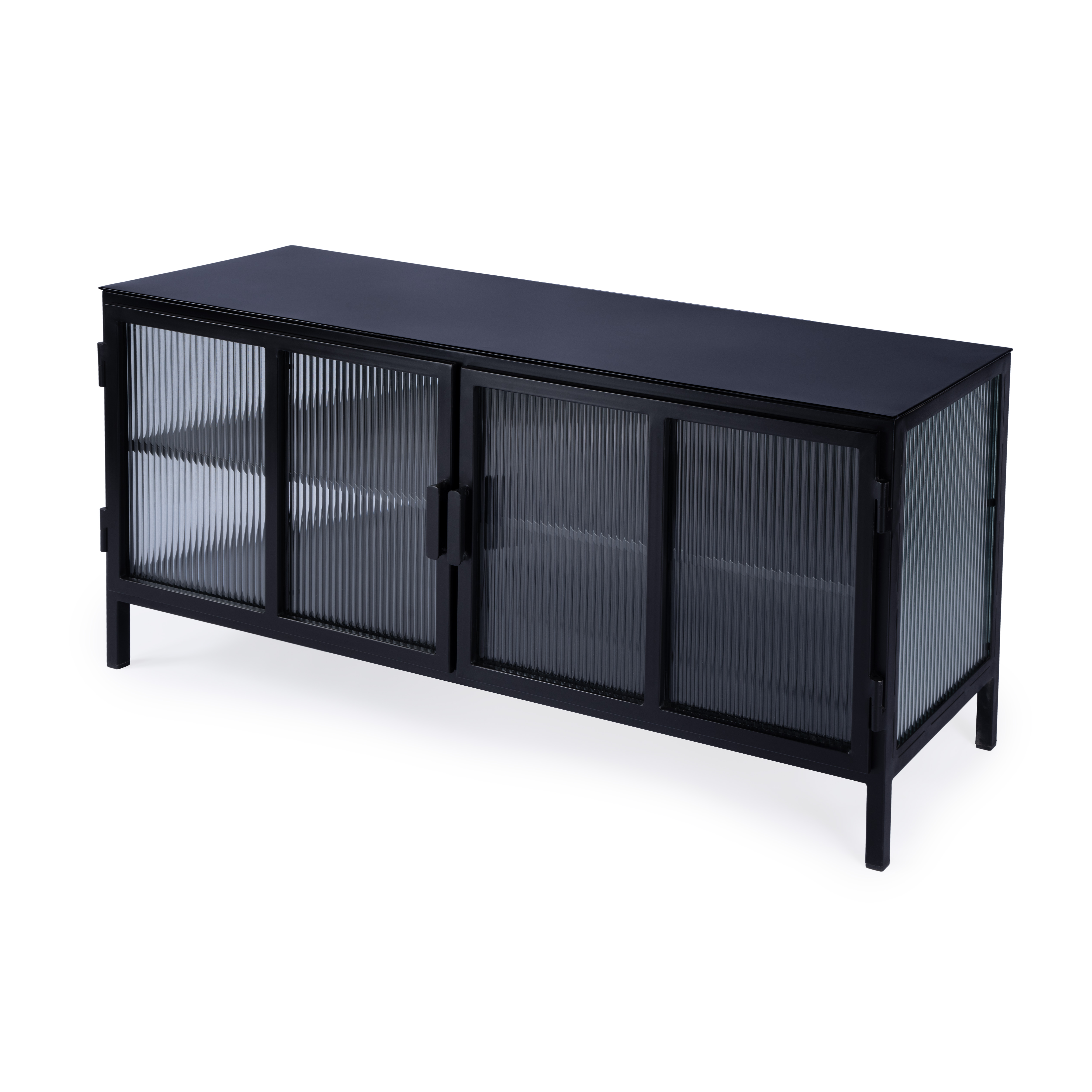Butler Specialty Hoxton Black Ribbed Glass TV Stand