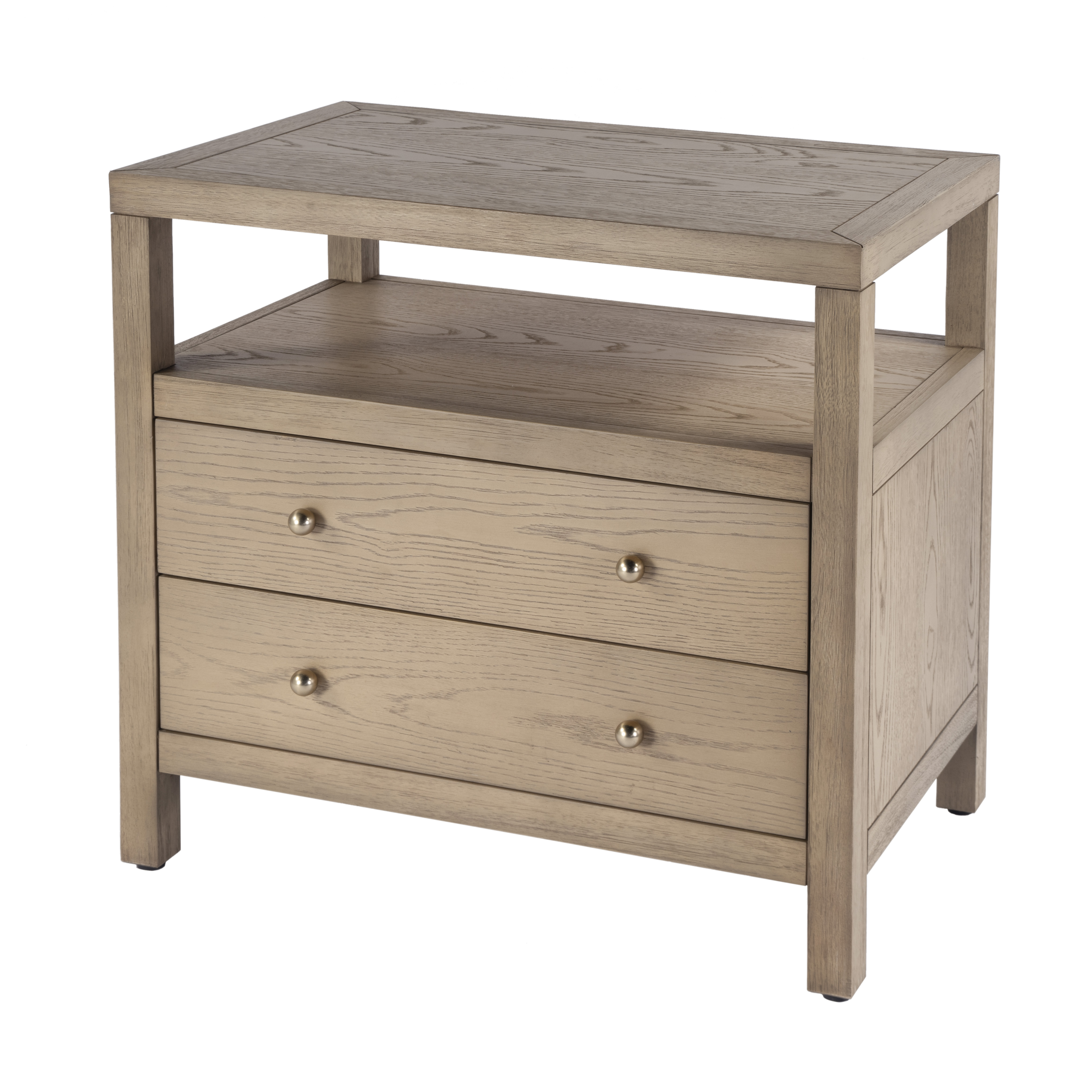 Butler Specialty Nora Light Brown 2 Drawers Wide Nightstand with Open Shelf
