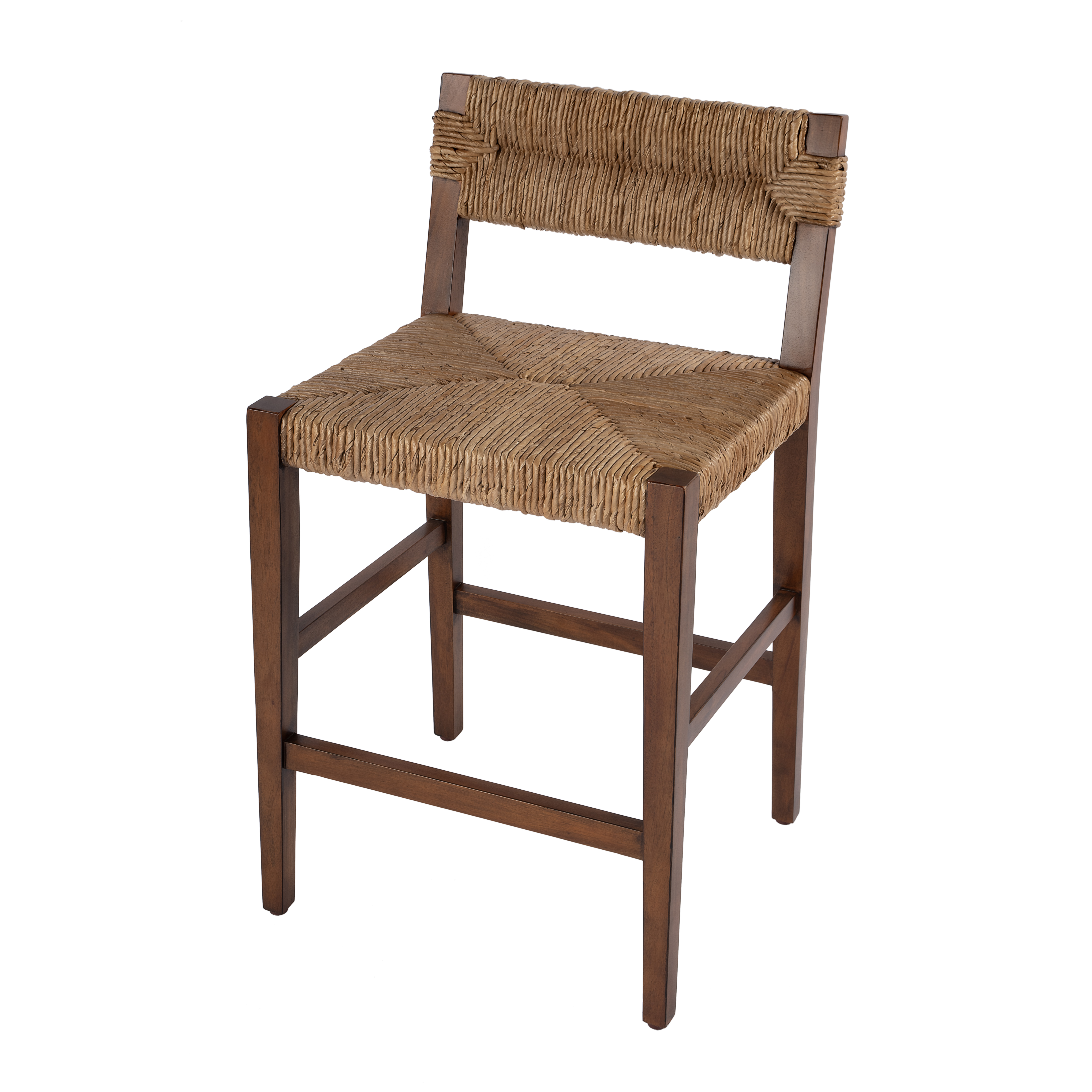 Butler Specialty Valencia Dark Brown Woven Counter Stool with Back