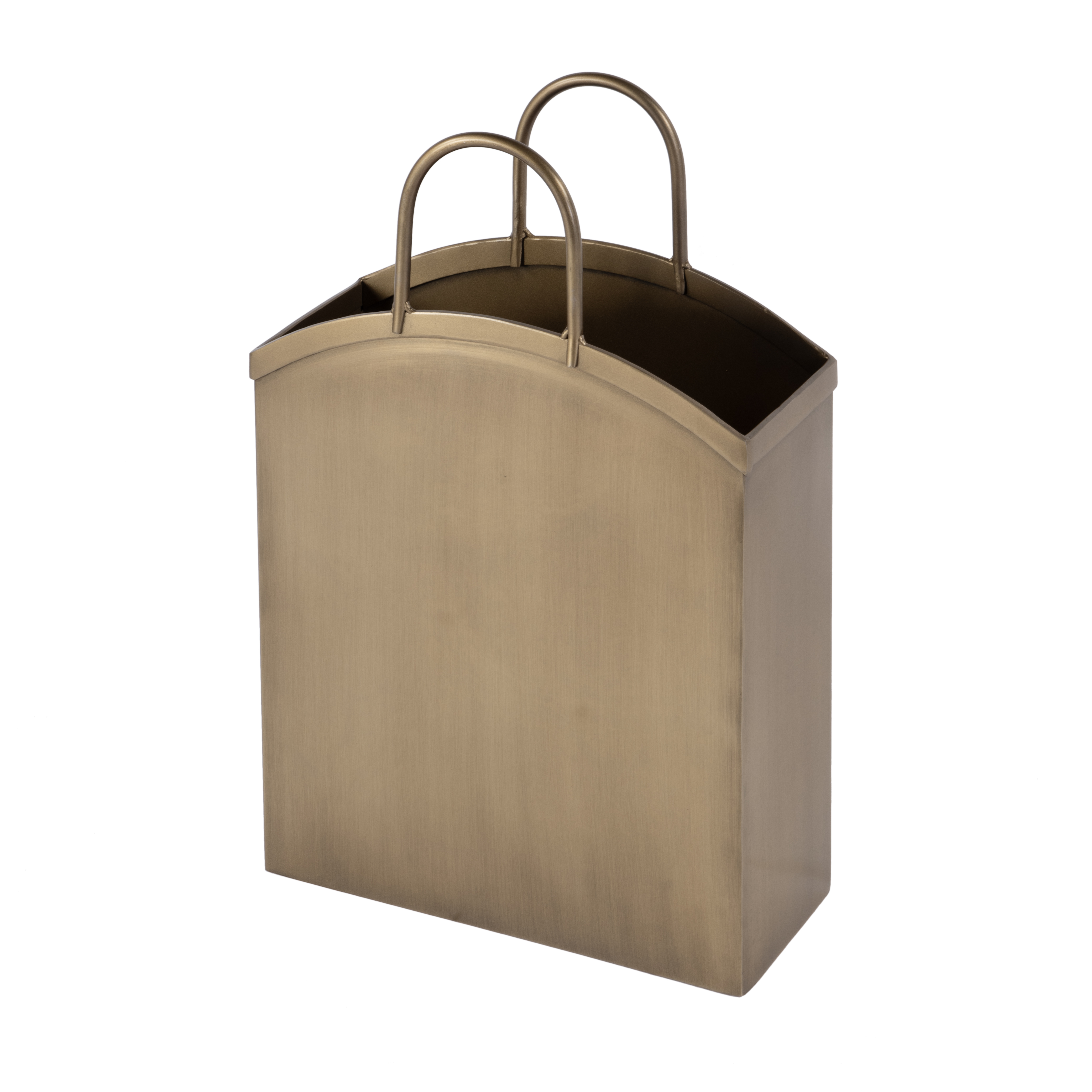 Butler Specialty Gia Antique Gold Rectangular Metal Magazine Basket