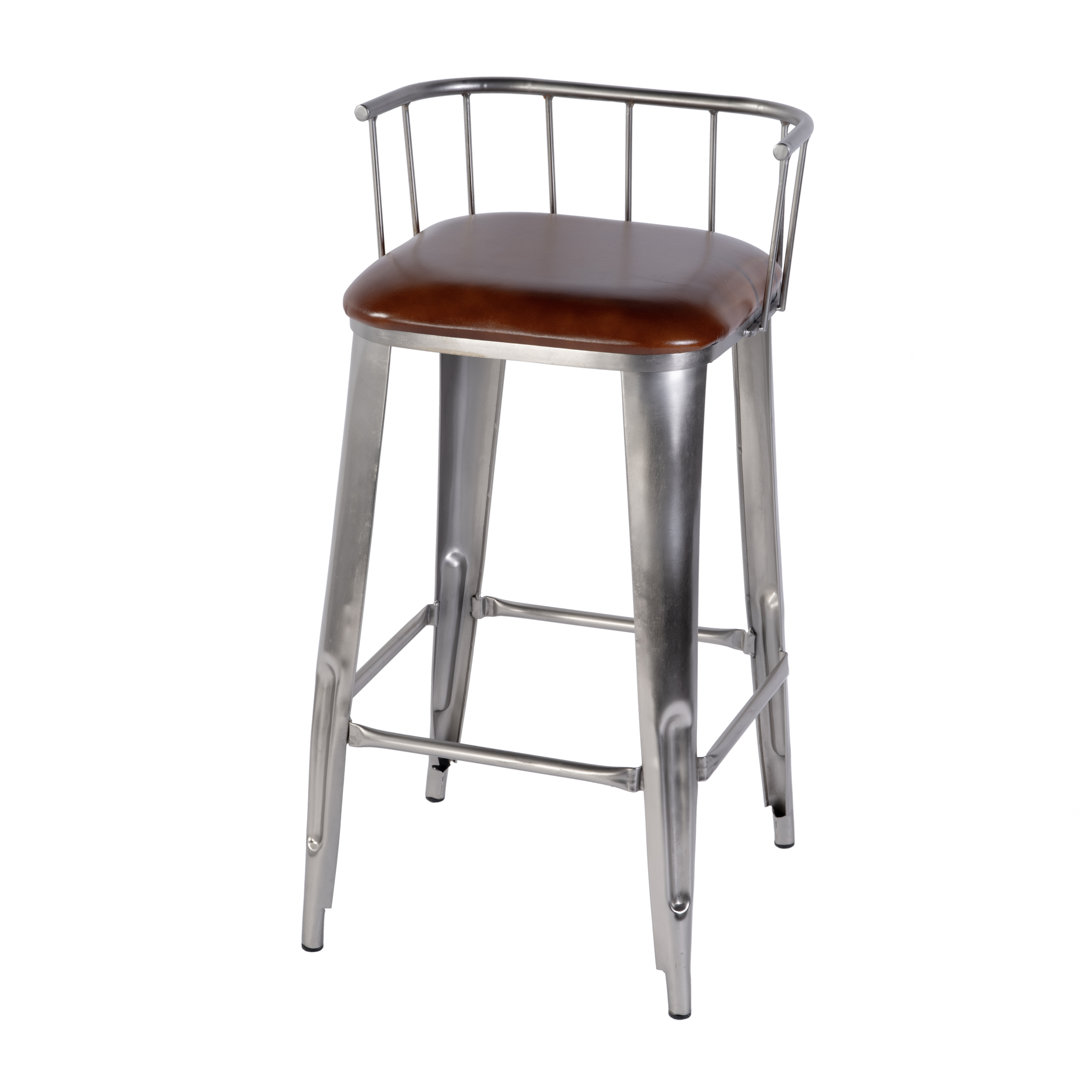 Butler Specialty Coriander Brown Silver Bar Height Stool
