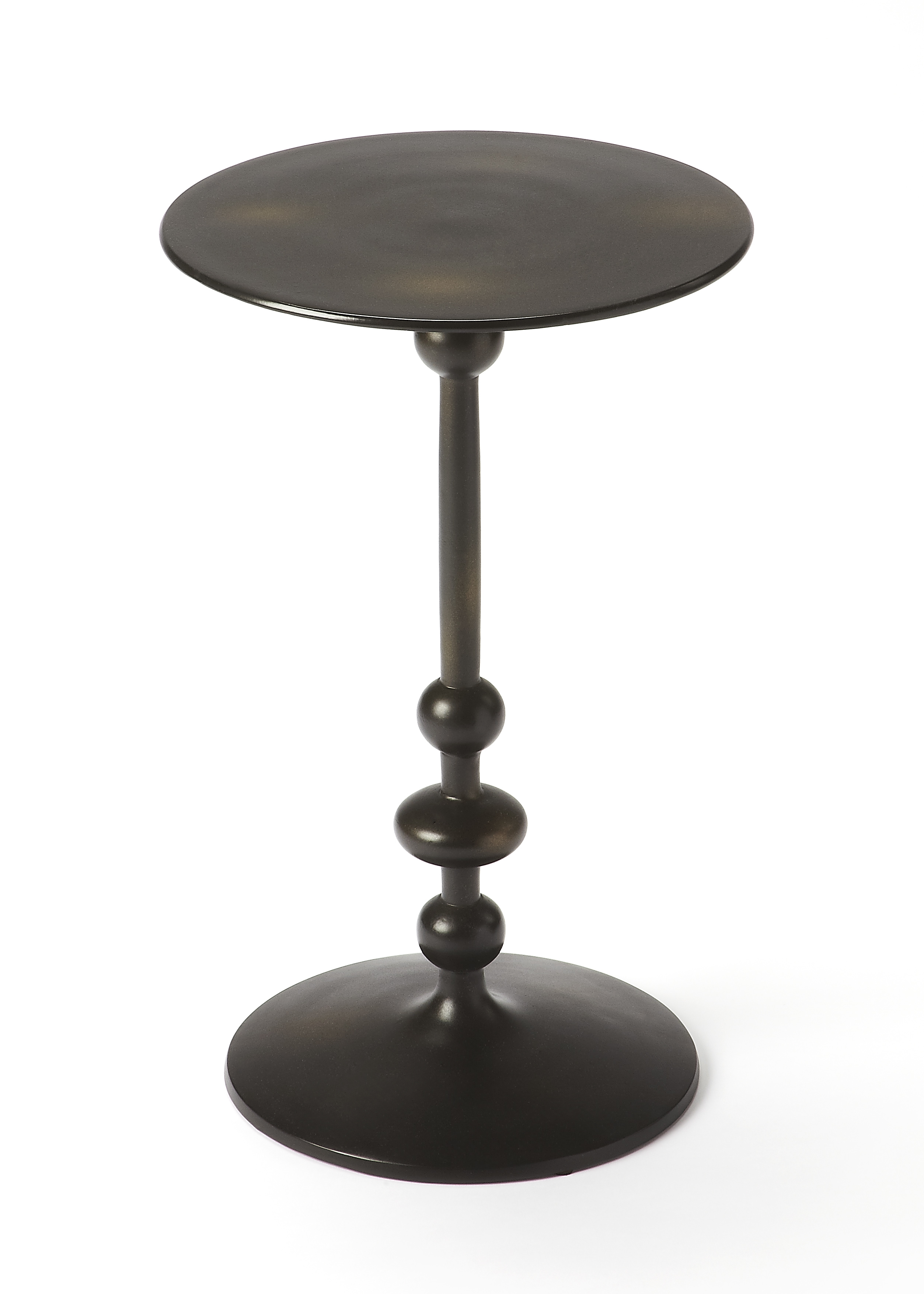 Butler Specialty Zora Black Distressed Iron Pedestal Side Table