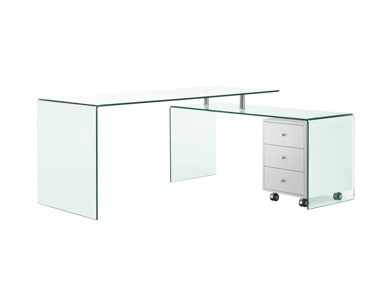 Casabianca Rio Clear Glass White Office Desk