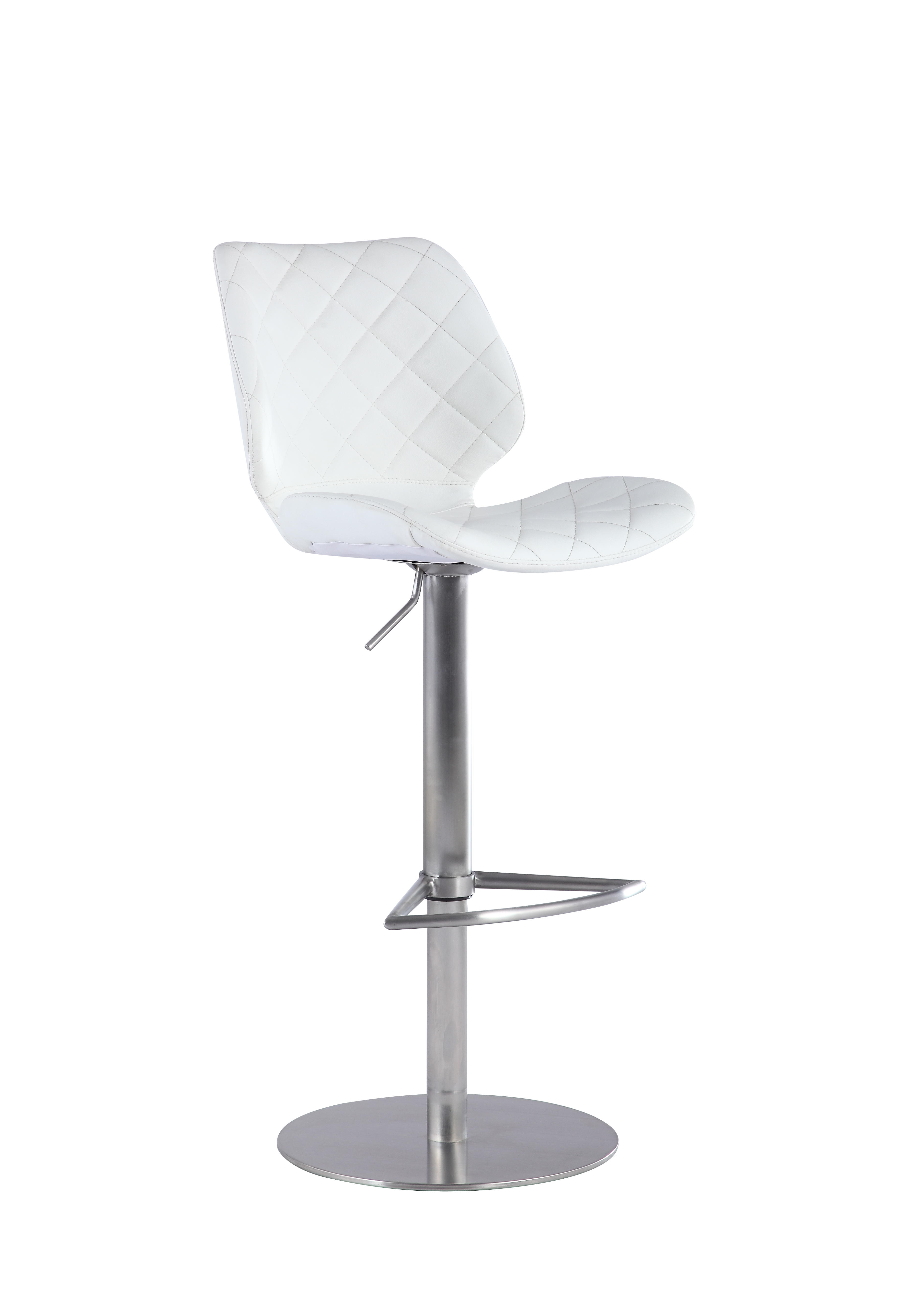 Chintaly Imports White Diamond Stitching Adjustable Stool