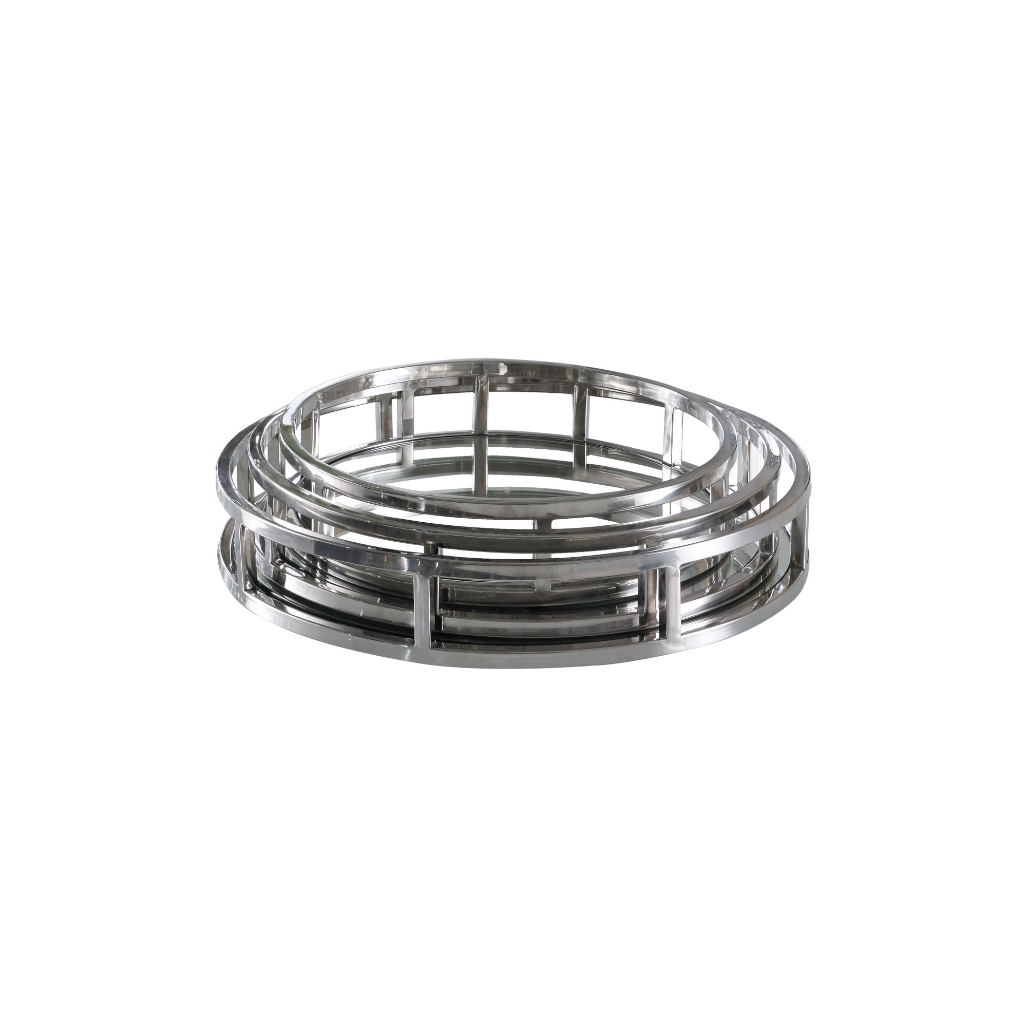 Chintaly Imports Round Stainless Steel Mirrored Nesting Trays
