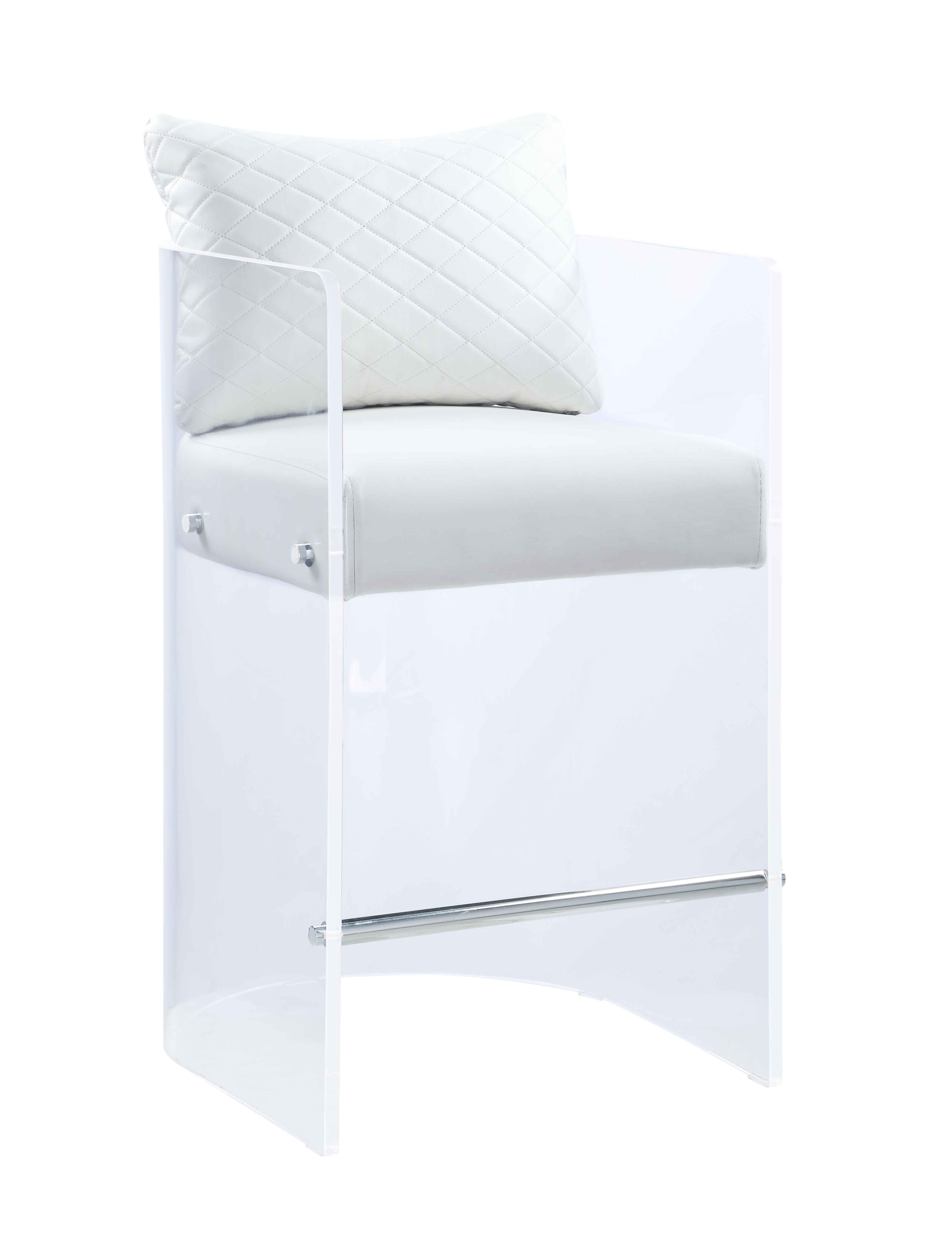 Chintaly Imports White Clear Counter Height Stool