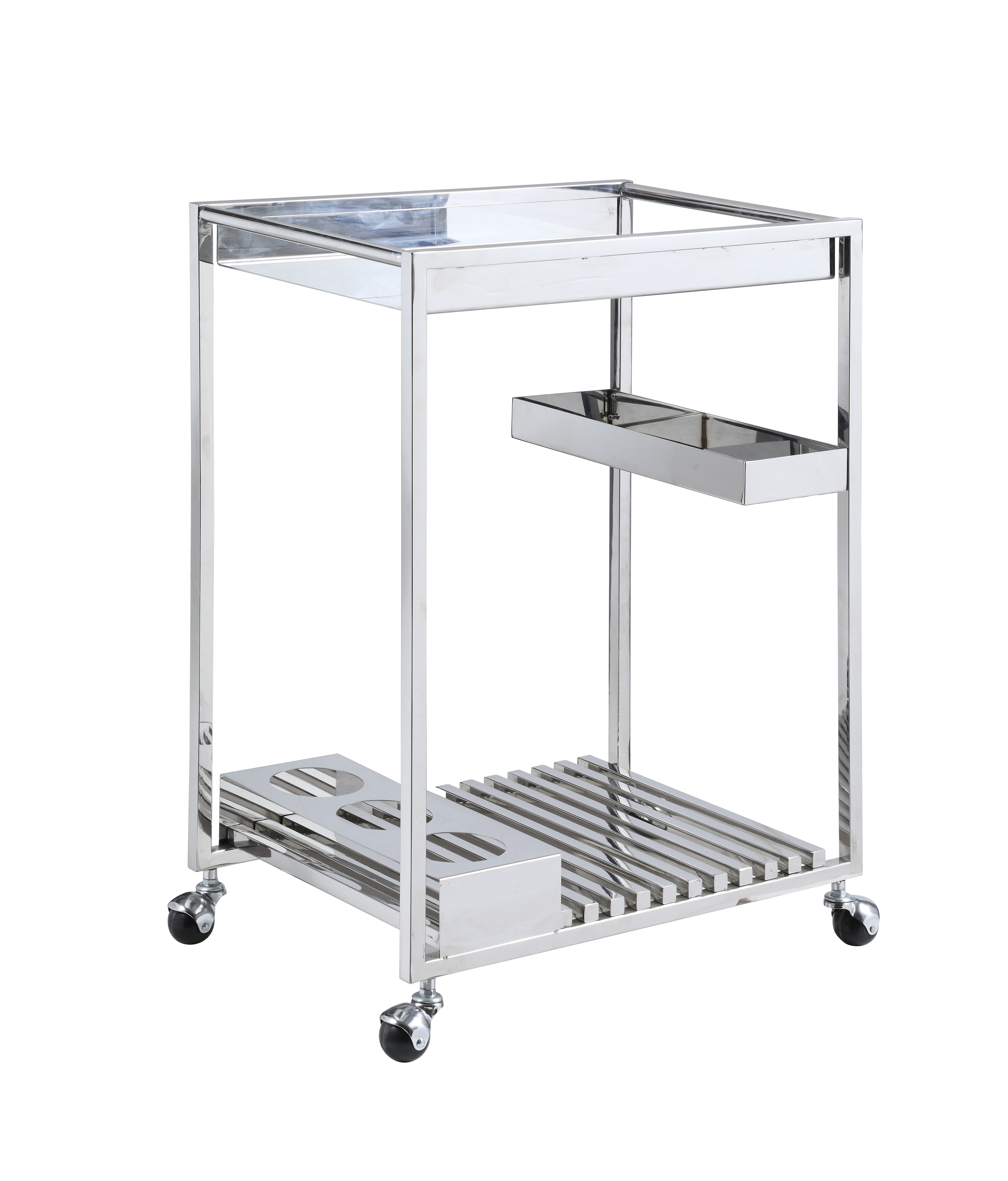 Chintaly Imports Polished Stainless Steel Tea Cart