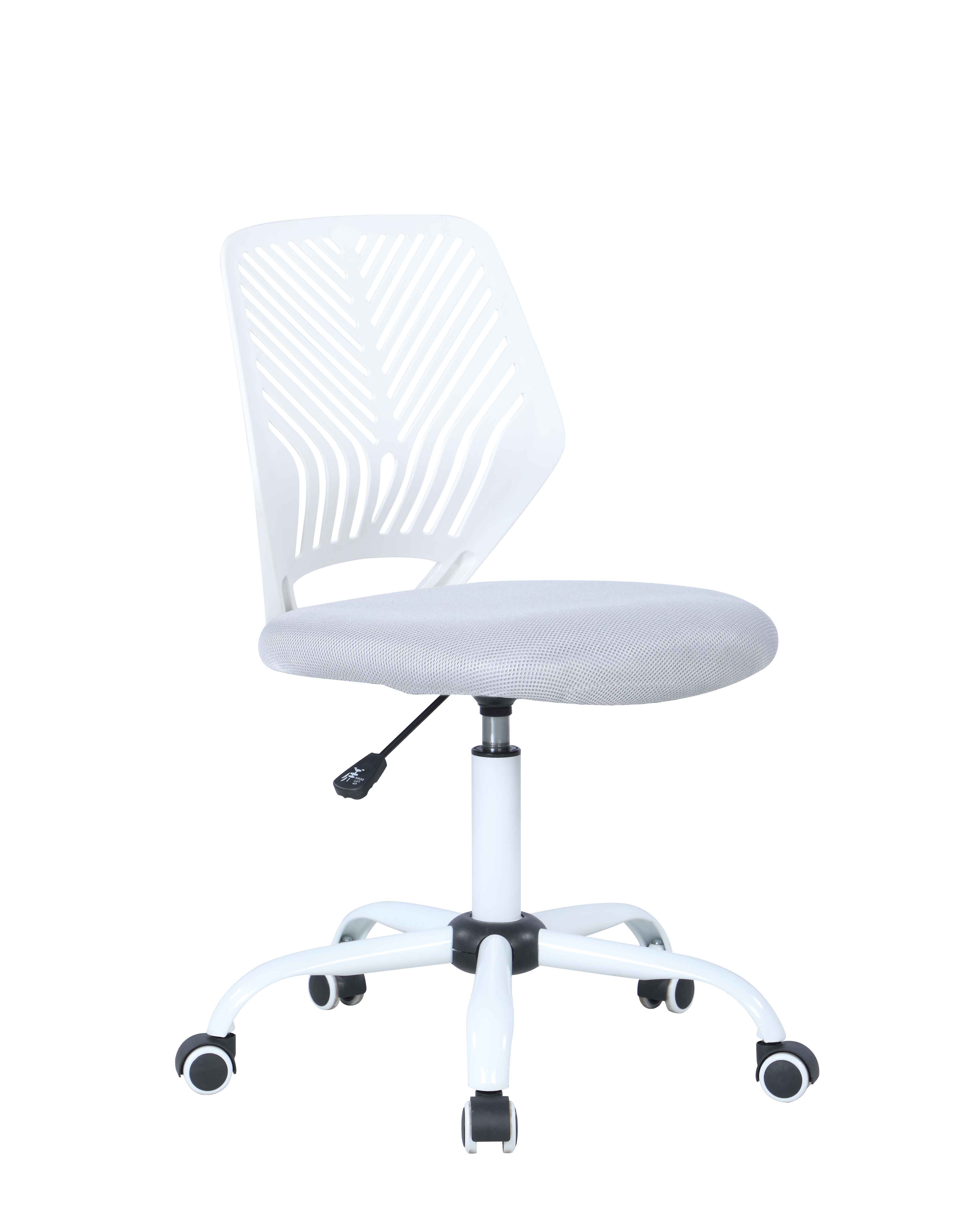 Chintaly Imports White Grey Pneumatic Adjustable Height Computer Chair