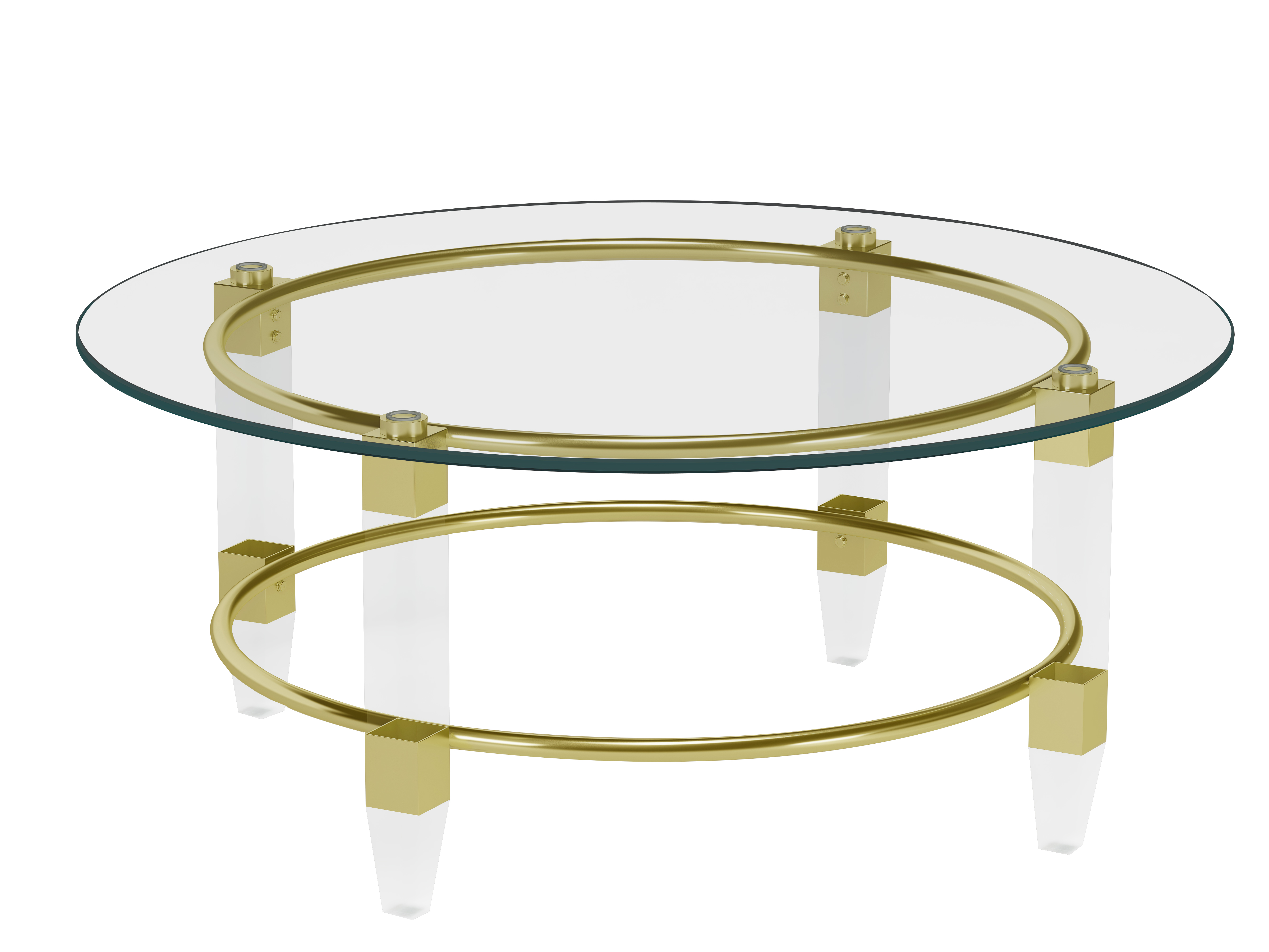 Chintaly Imports Gold Clear Round Glass Cocktail Table