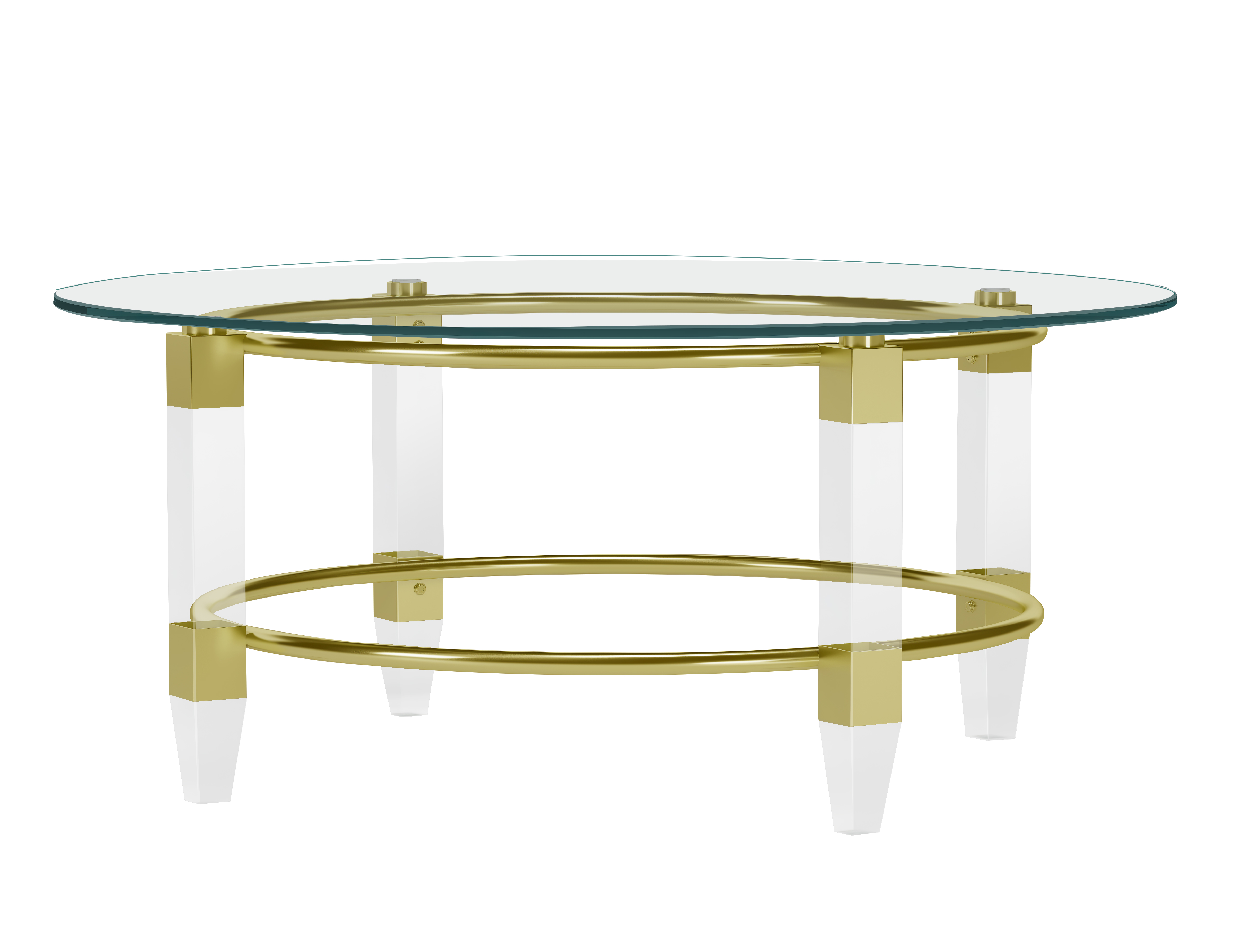 Cocktail Table Steel & Acrylic Base with Golden Accents