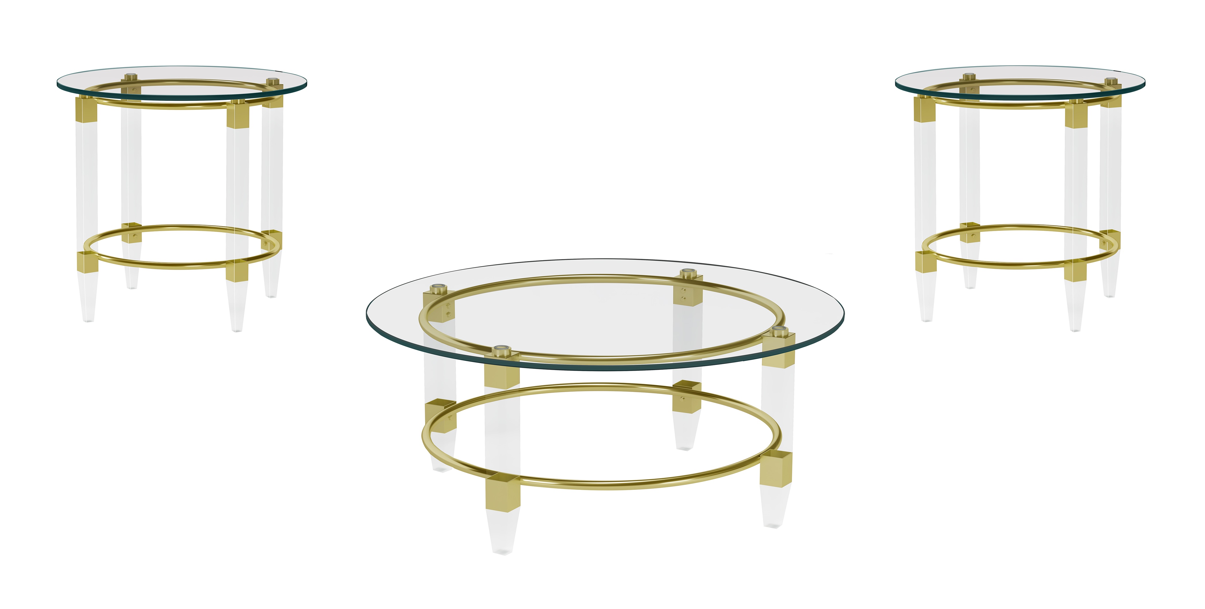 Chintaly Imports Gold Clear 3pc Coffee Table Set