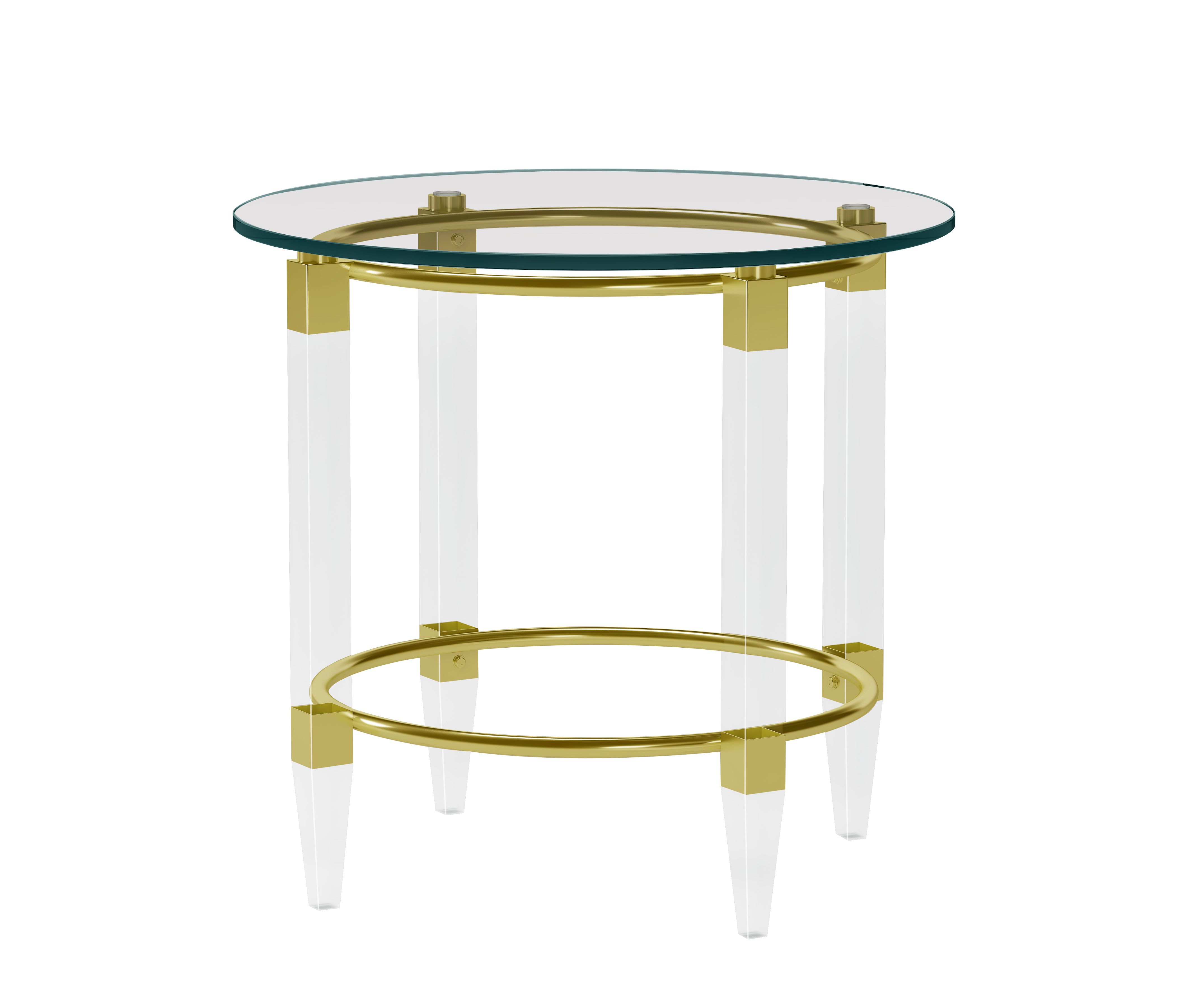 Chintaly Imports Gold Clear Glass Round Lamp Table