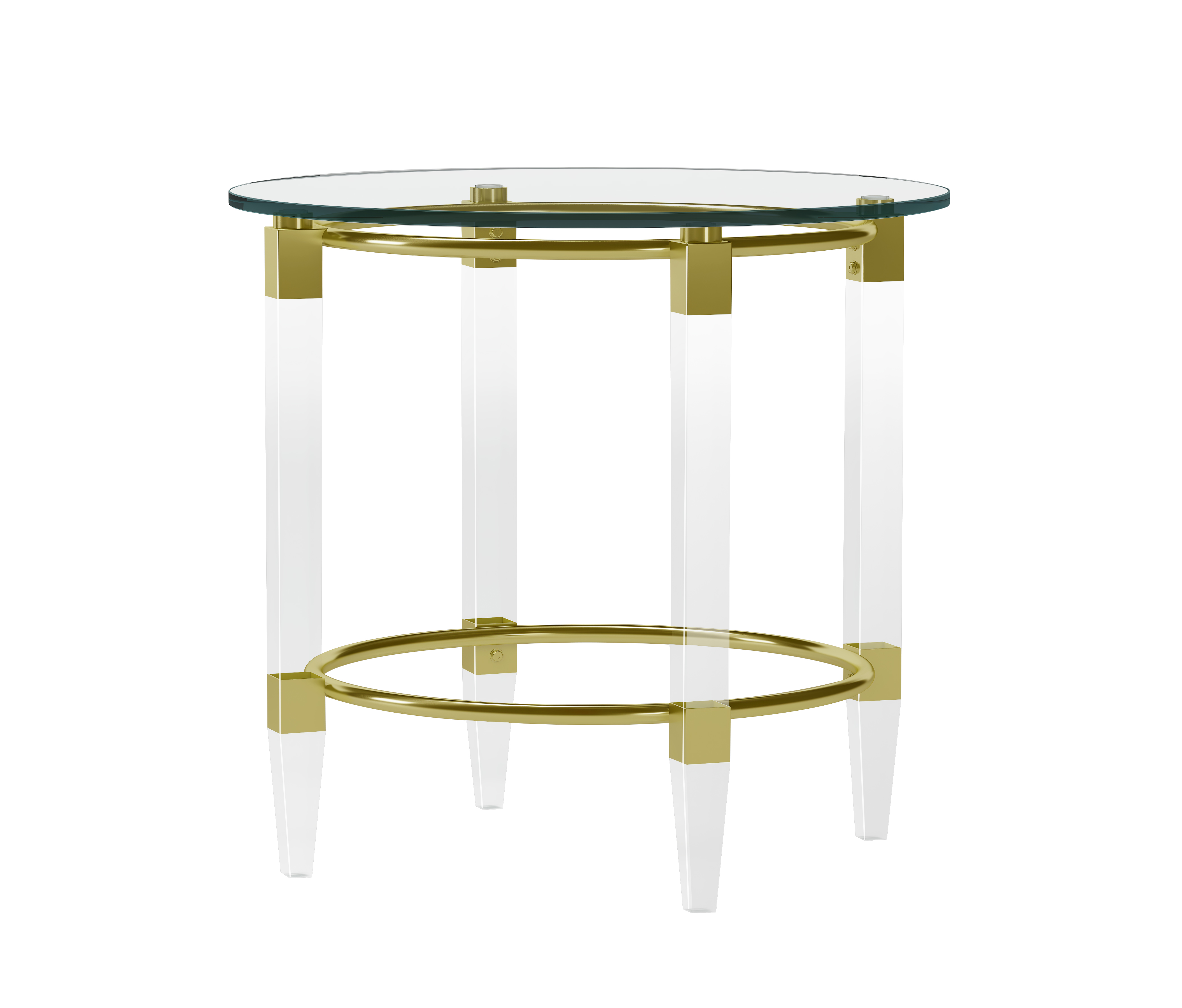 Lamp Table Steel & Acrylic Base with Golden Accents