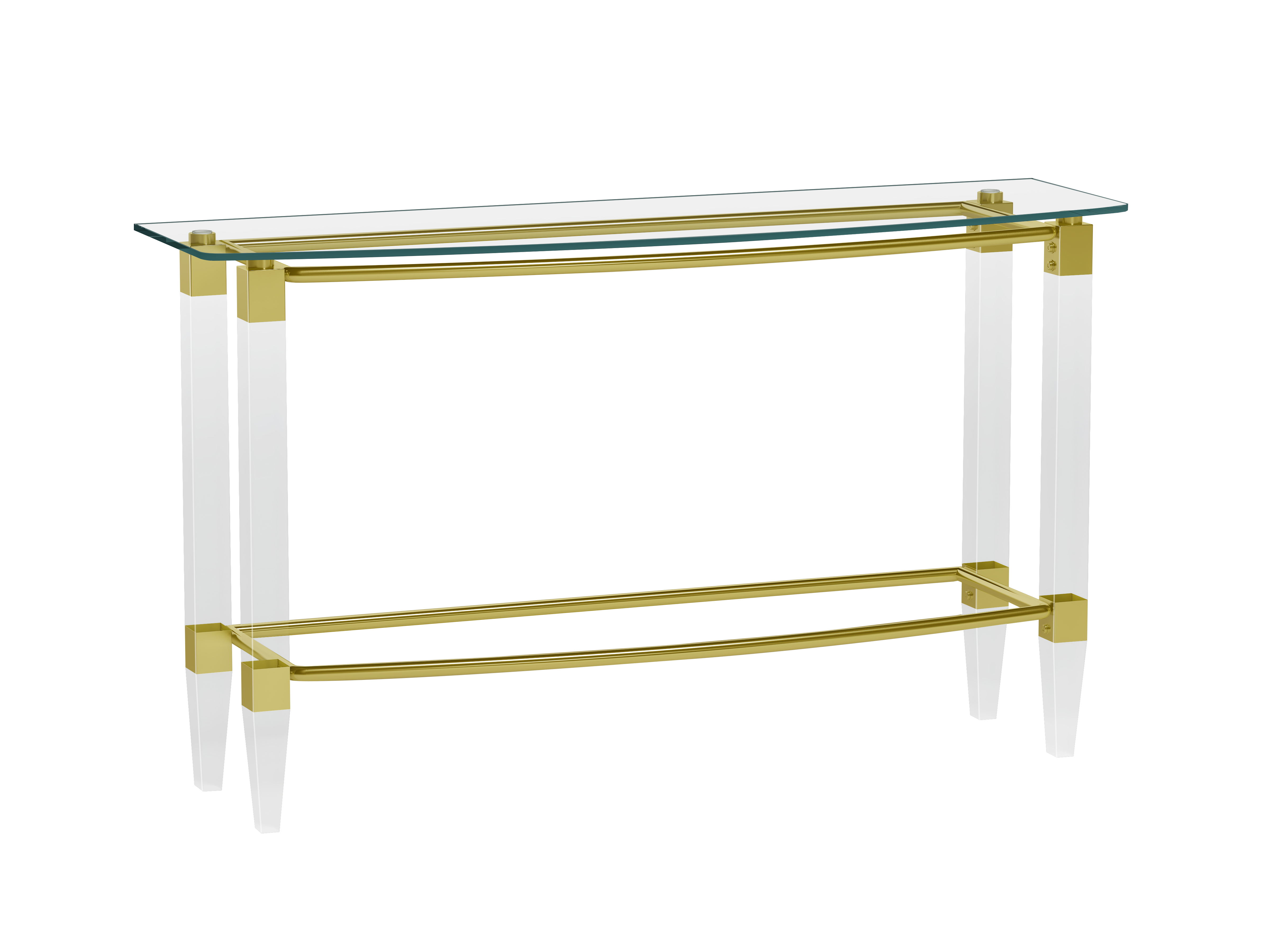 Chintaly Imports Gold Clear Glass Rectangular Sofa Table