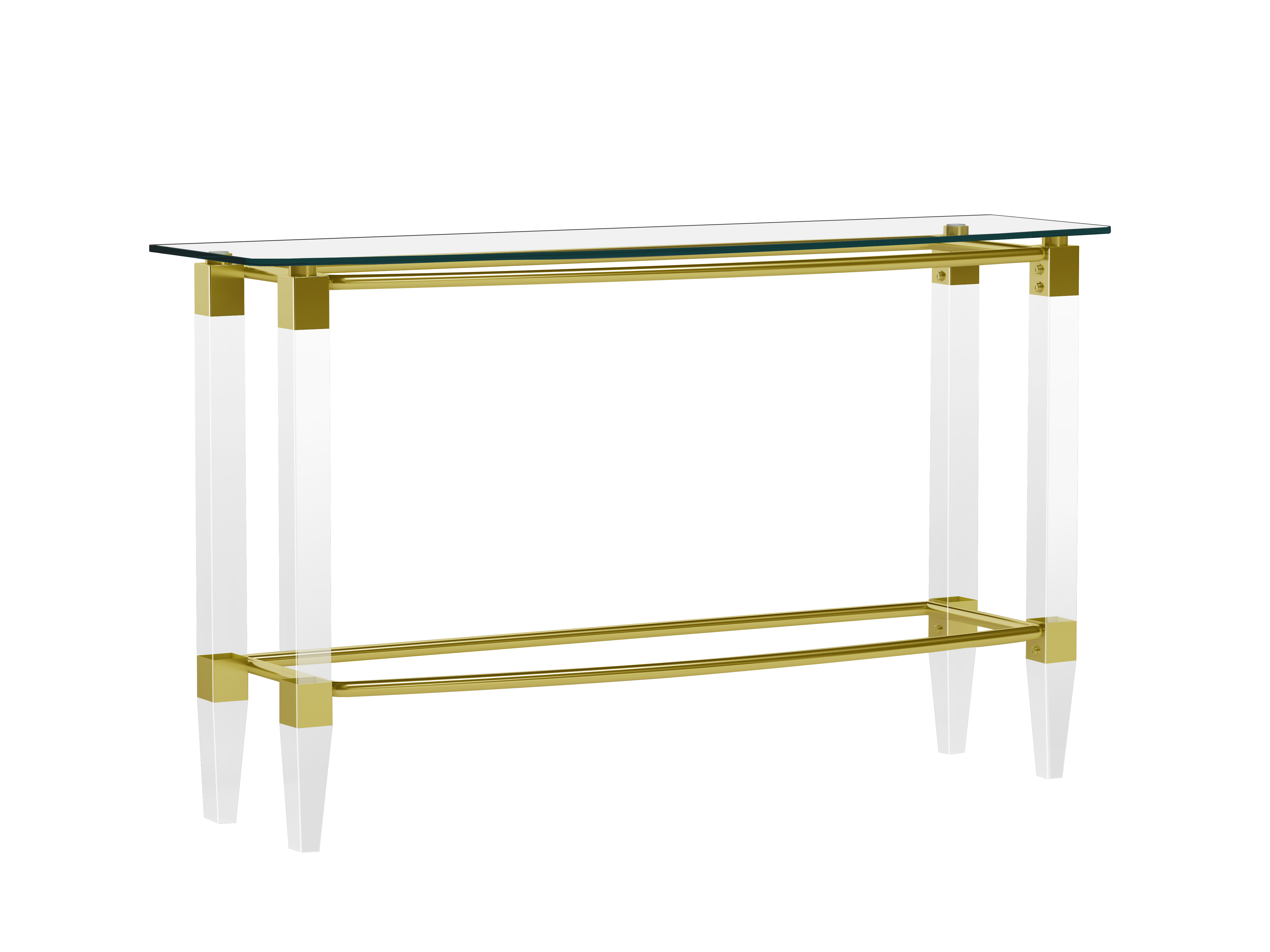 Sofa Table Steel & Acrylic Base with Golden Accents