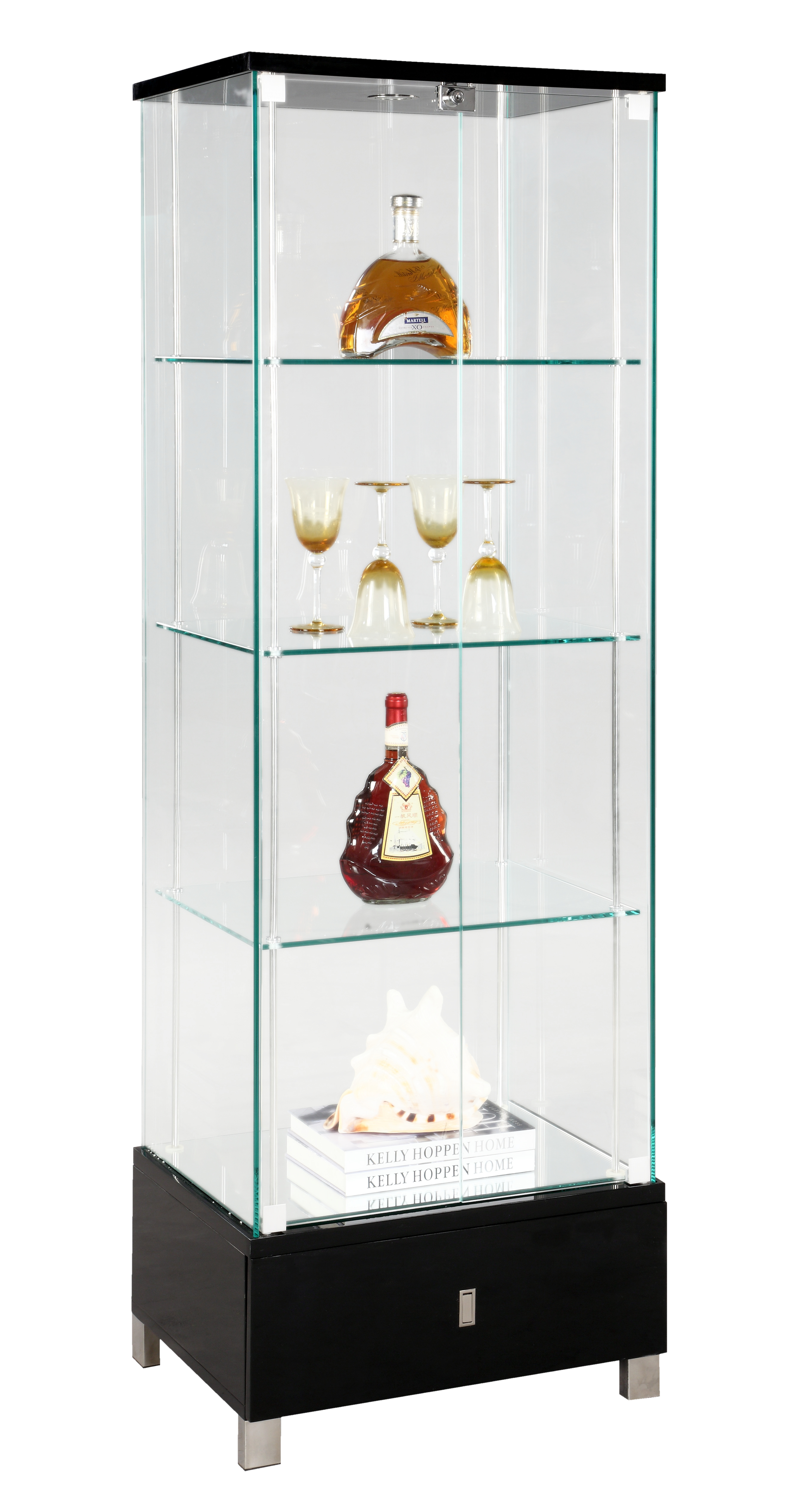 Chintaly Imports Gloss Black Glass Curio