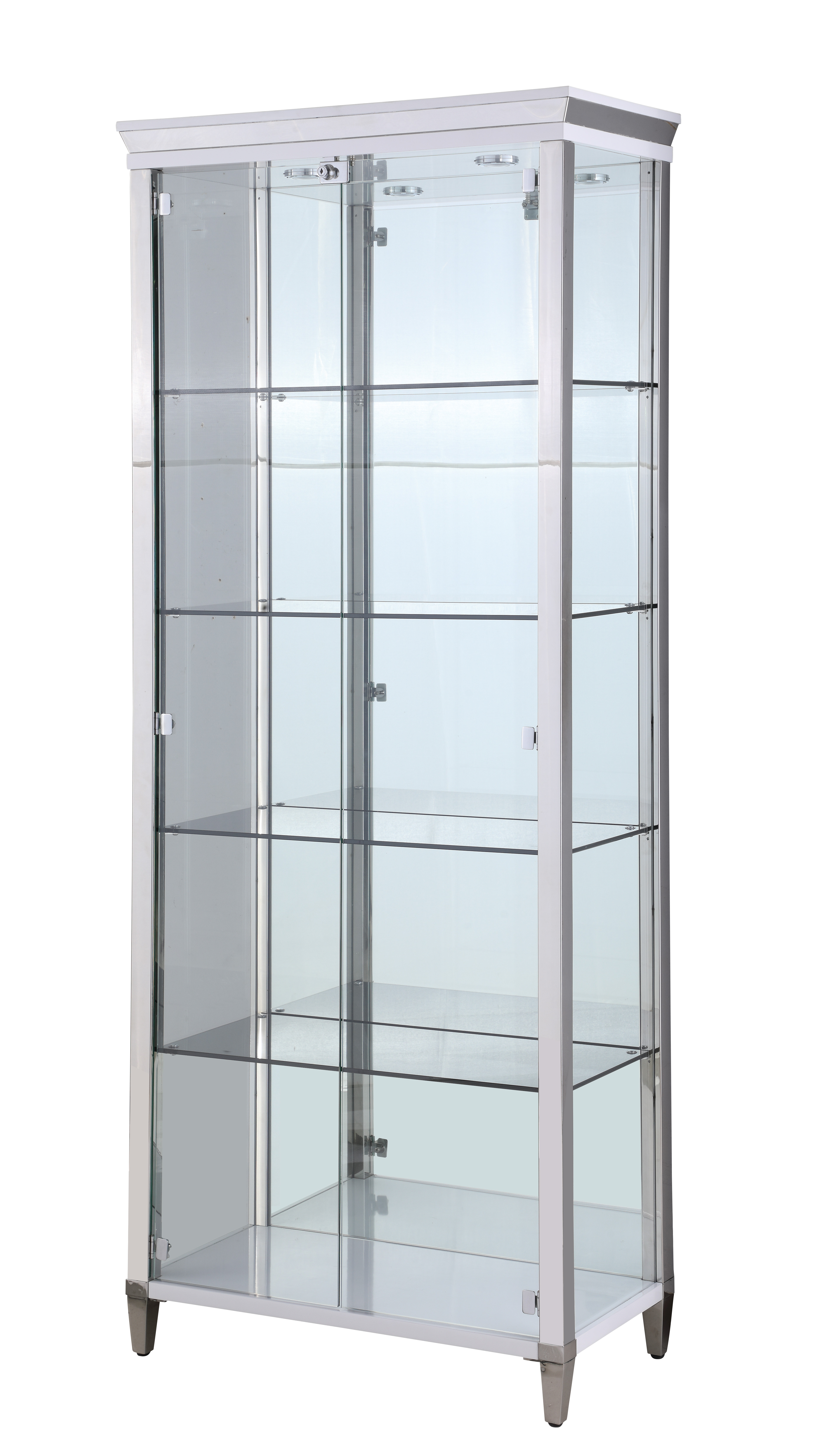 Chintaly Imports Clear Glass Polished Stainless Steel Curio