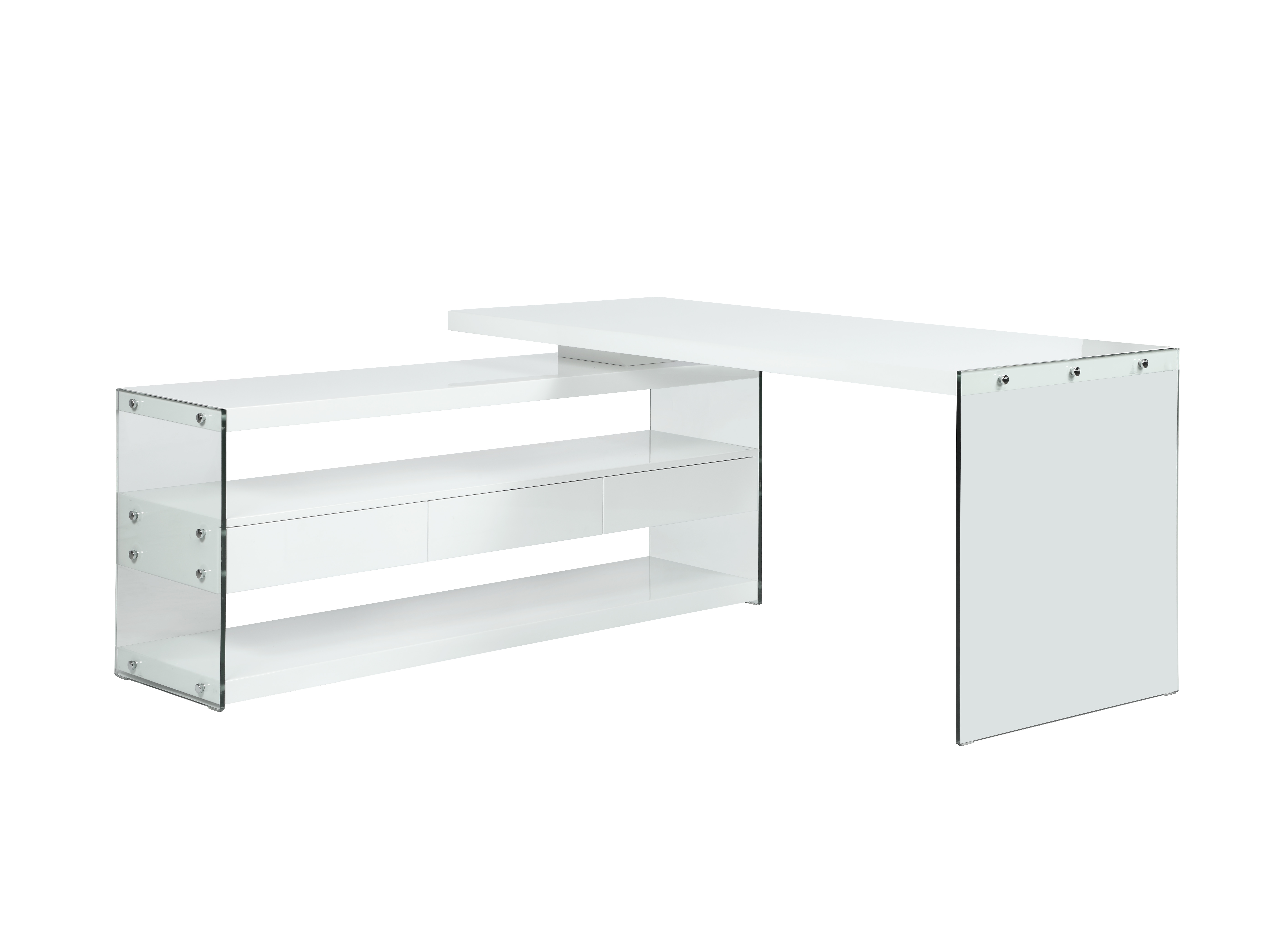 Chintaly Imports Gloss White Rotatable Desk