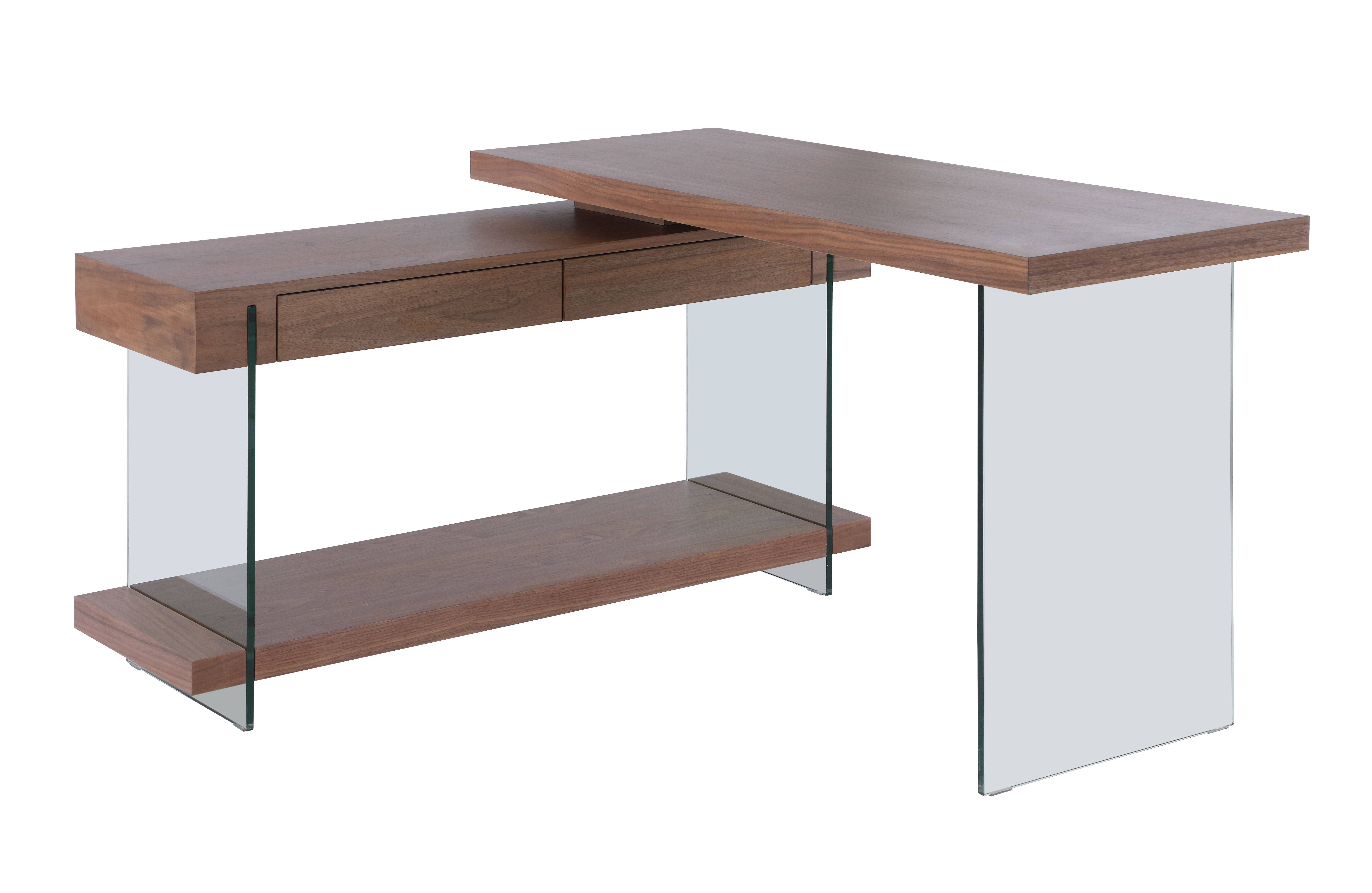 Chintaly Imports Walnut Wood Rotatable Desk
