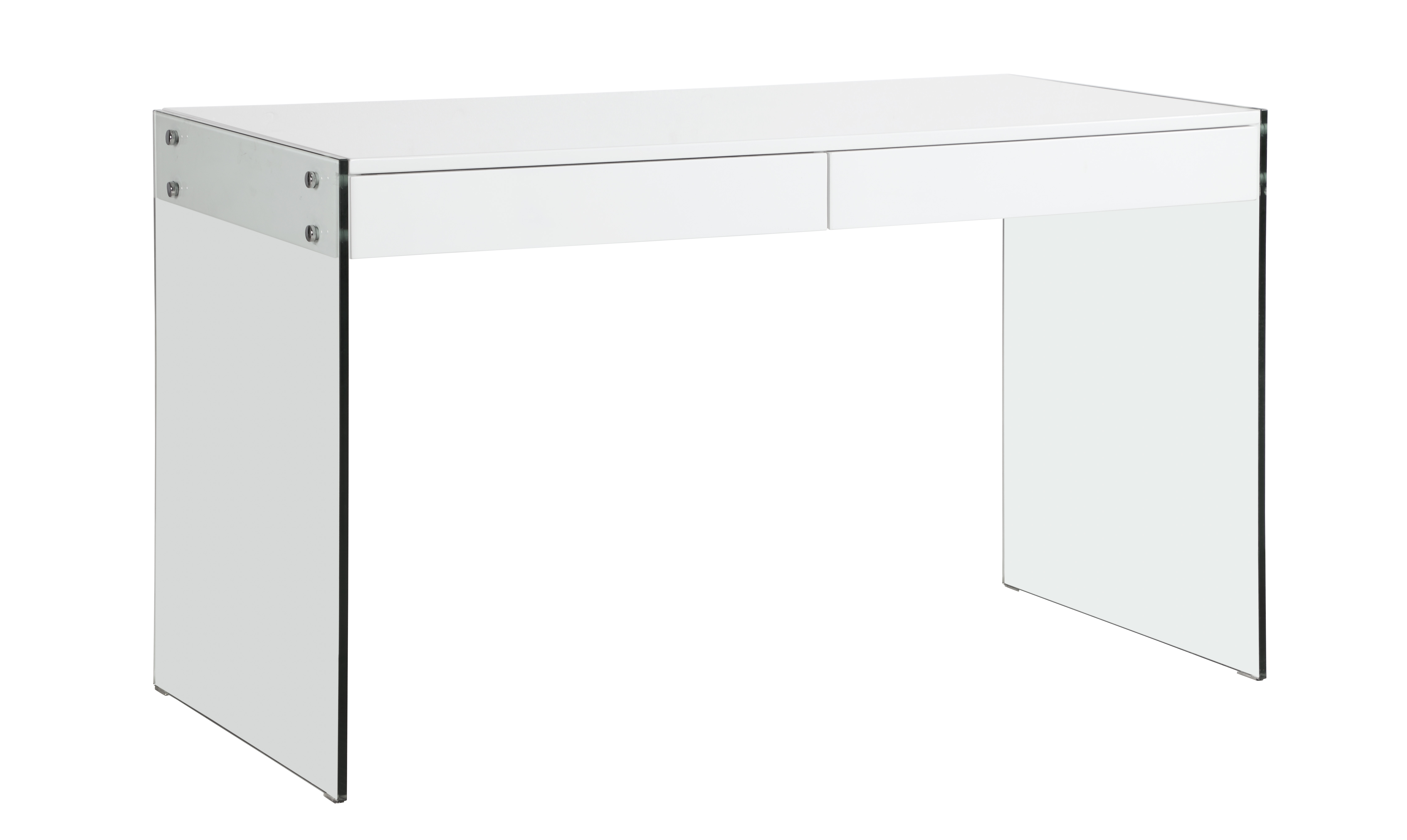 Chintaly Imports Clear Gloss White Glass Home Office Desk