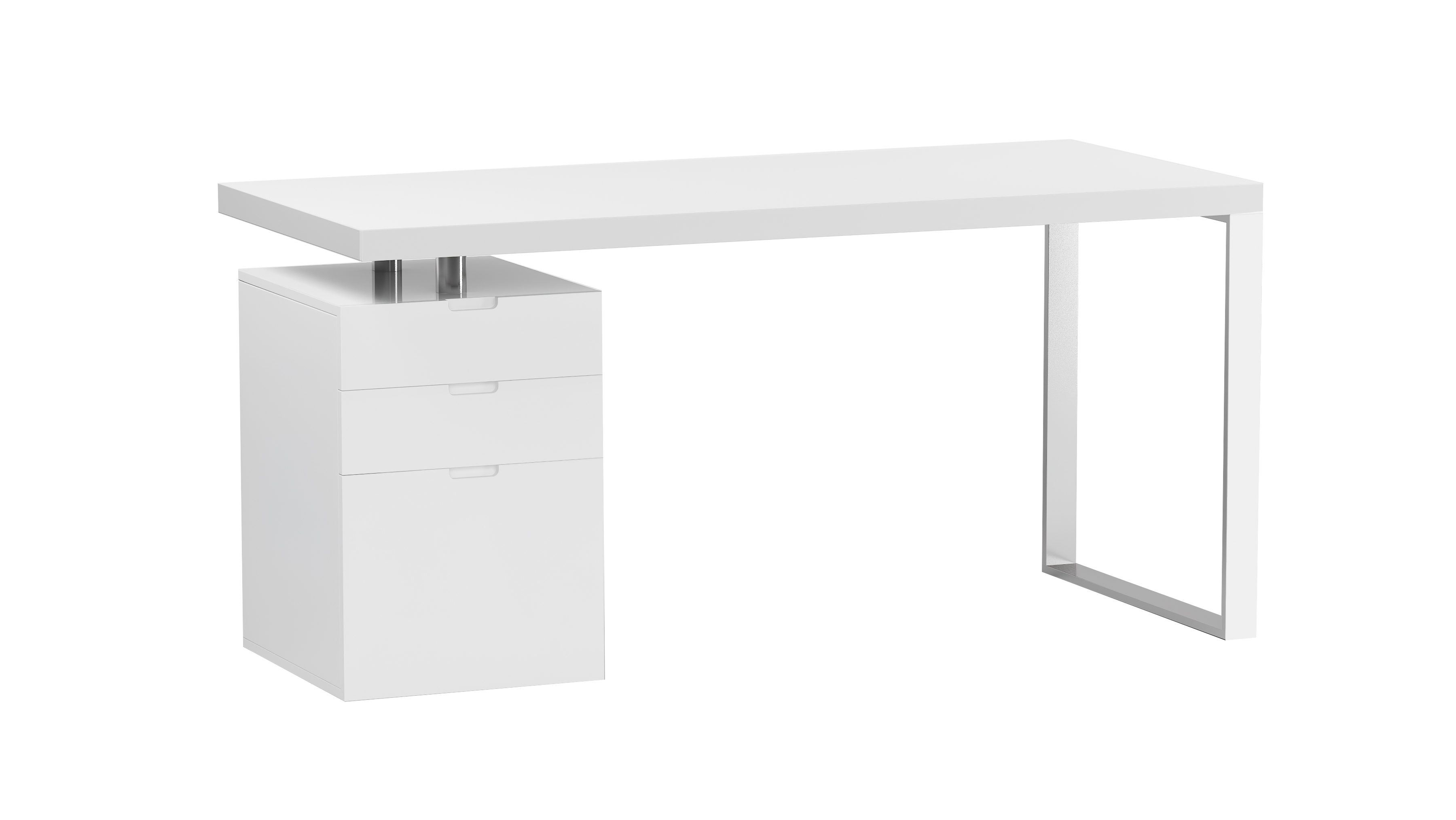 Chintaly Imports Gloss White Rotatable Home Office Desk