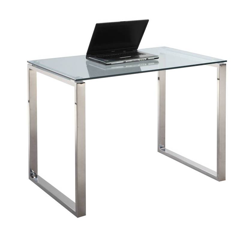 Chintaly Imports Clear Polished Stainless Steel Small Desk Table