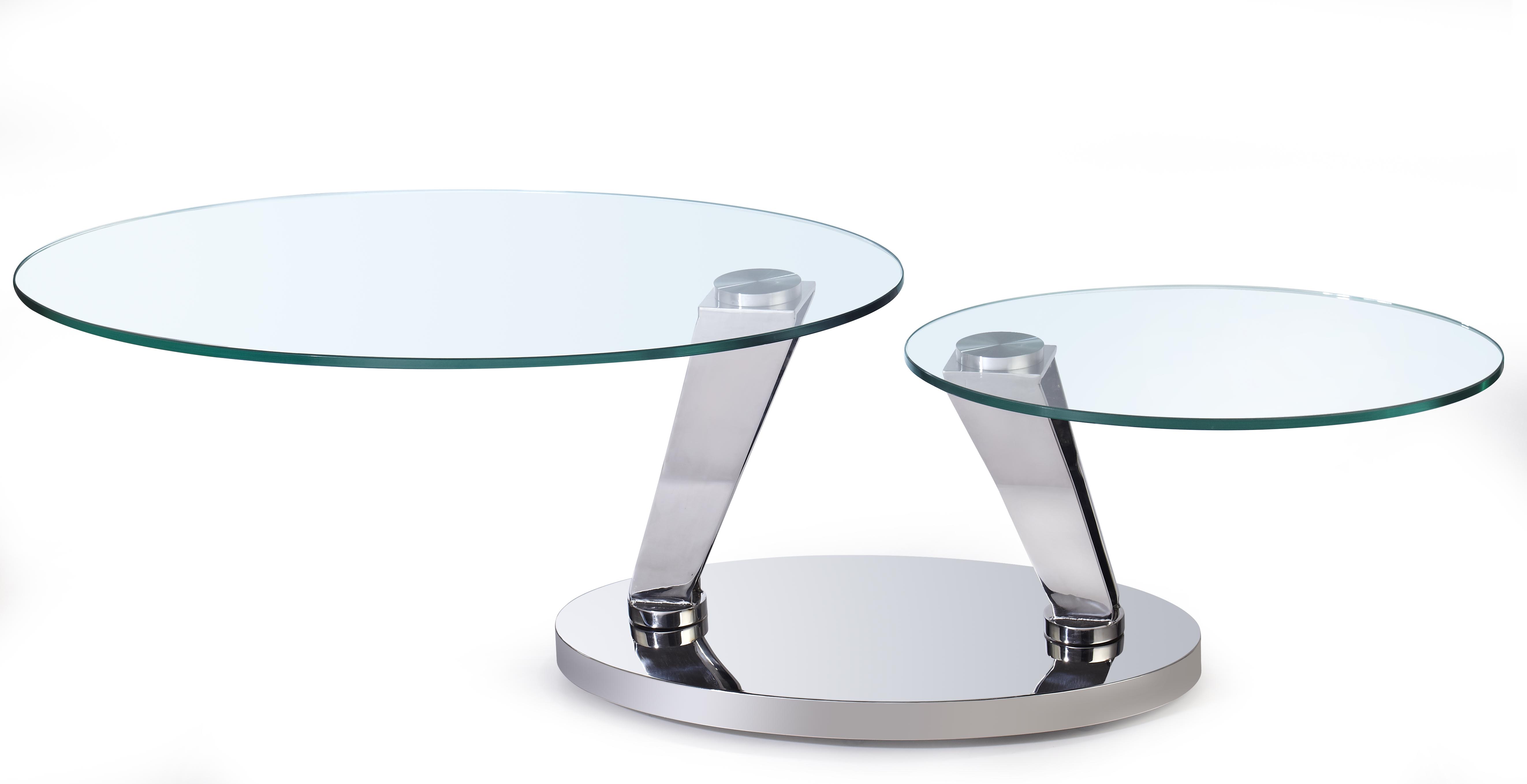 Chintaly Imports Clear Polished Stainless Steel Cocktail Table